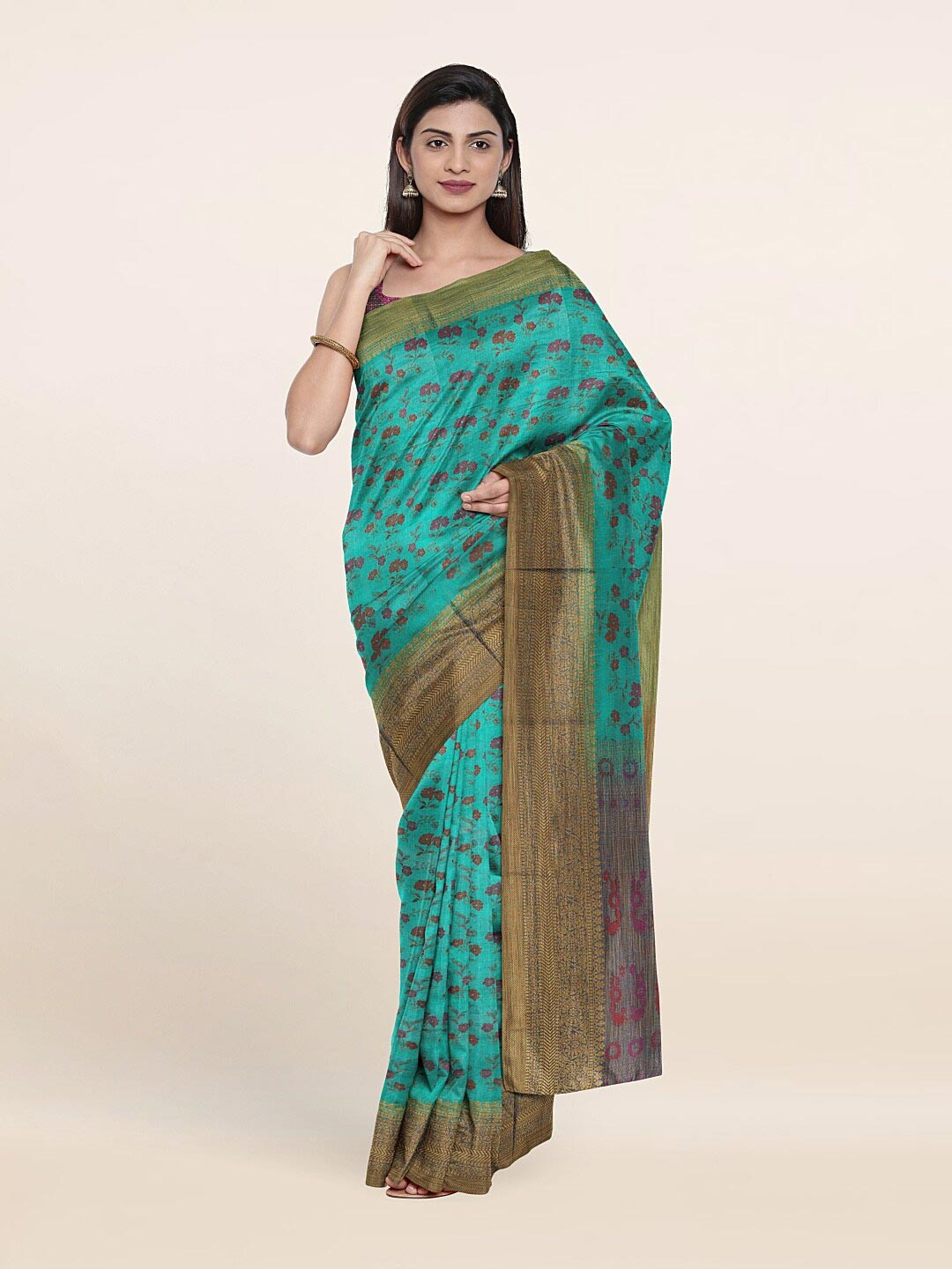 

Pothys Green & Grey Woven Design Art Silk Saree