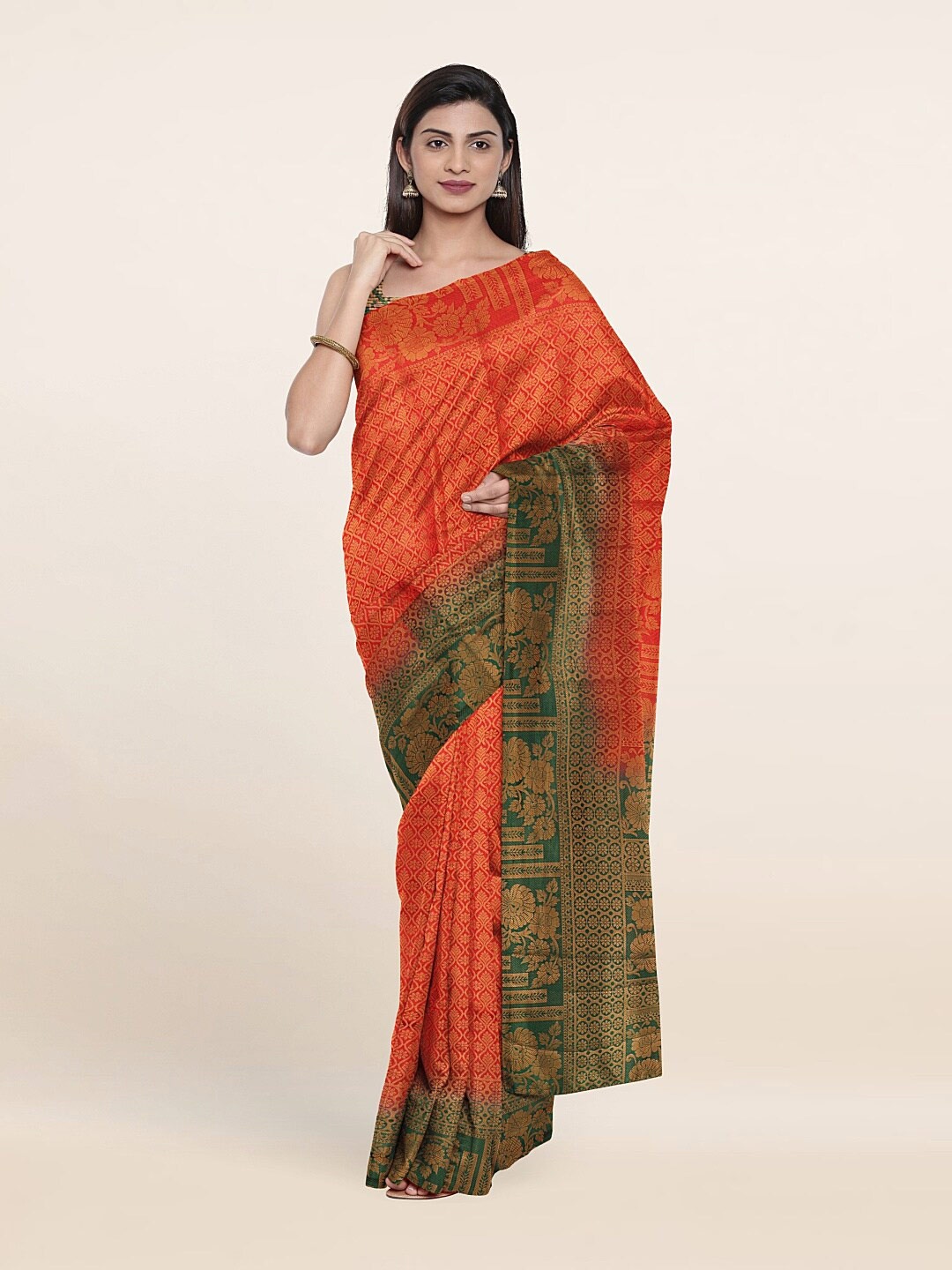 

Pothys Red & Green Woven Design Art Silk Saree