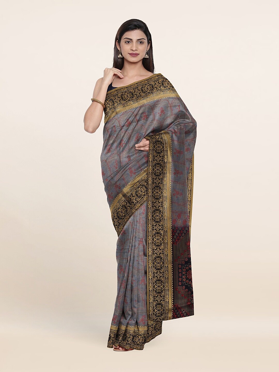 

Pothys Grey & Black Woven Design Art Silk Saree