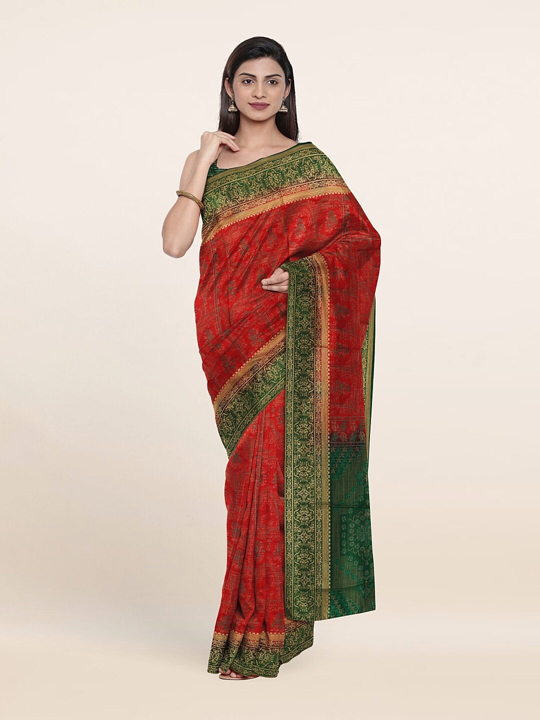 

Pothys Red & Green Woven Design Art Silk Saree