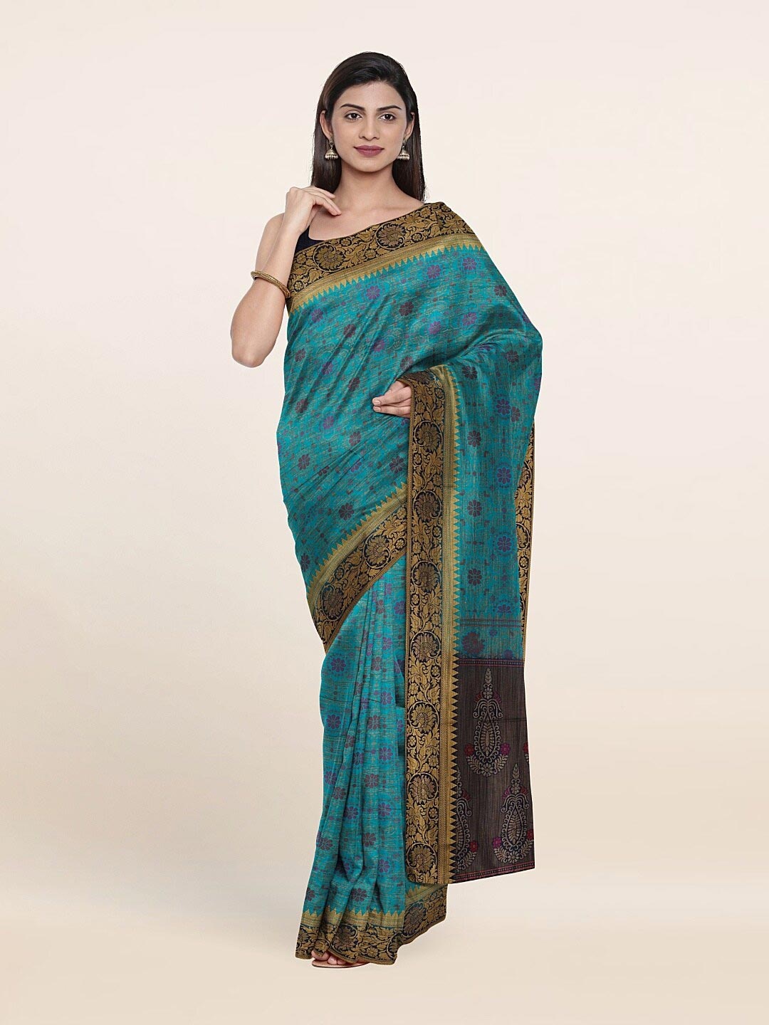 

Pothys Blue & Black Woven Design Art Silk Saree