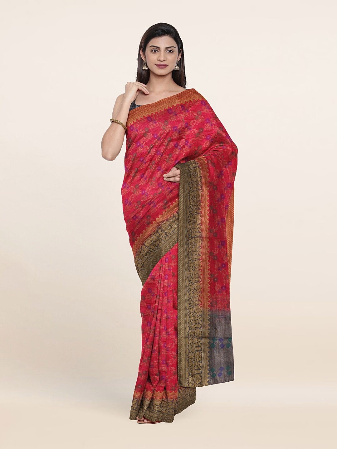

Pothys Pink & Purple Woven Design Art Silk Saree