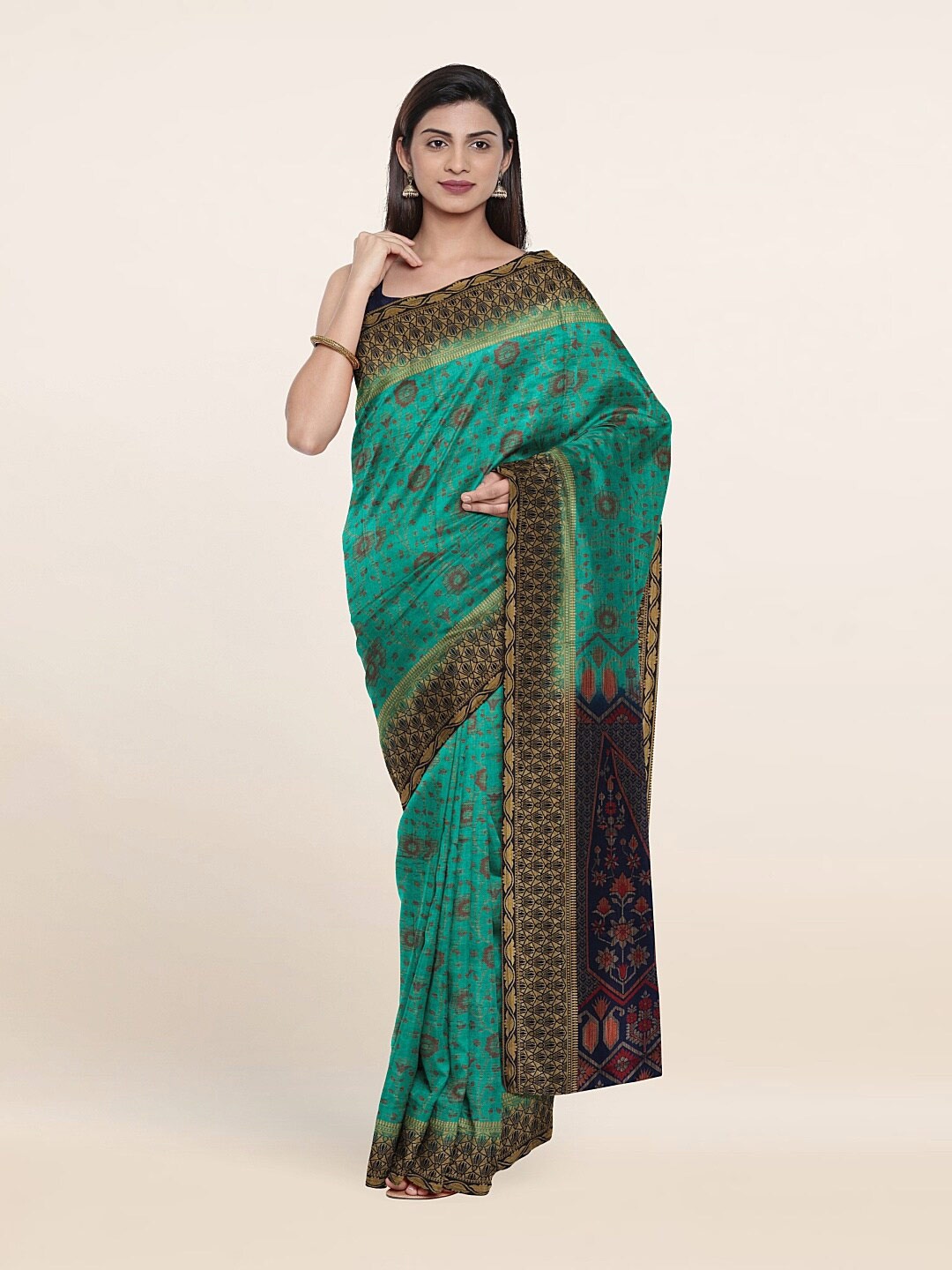

Pothys Green & Violet Woven Design Art Silk Saree