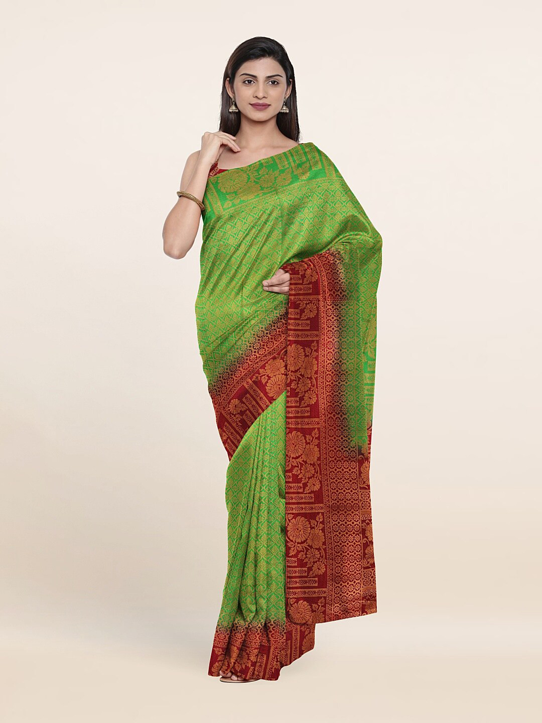 

Pothys Green & Maroon Woven Design Art Silk Saree