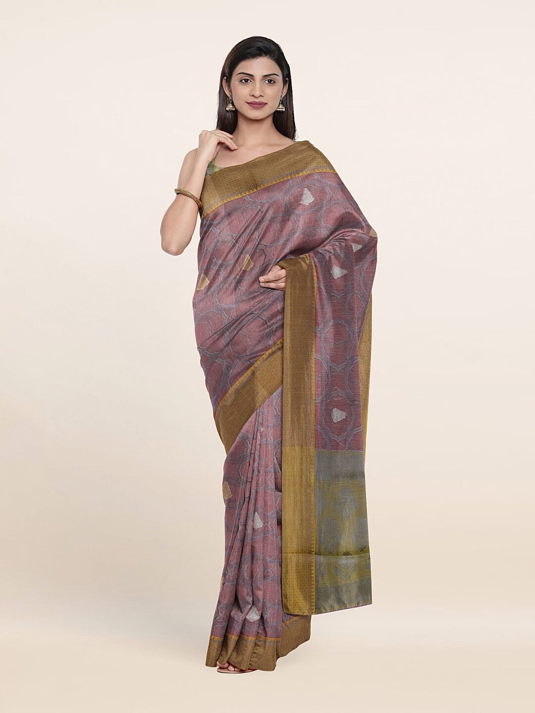 

Pothys Pink & Gold-Toned Saree