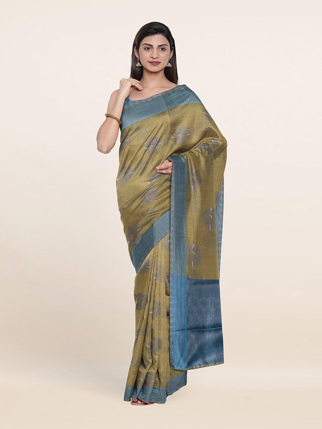 

Pothys Yellow & Blue Woven Design Cotton Saree