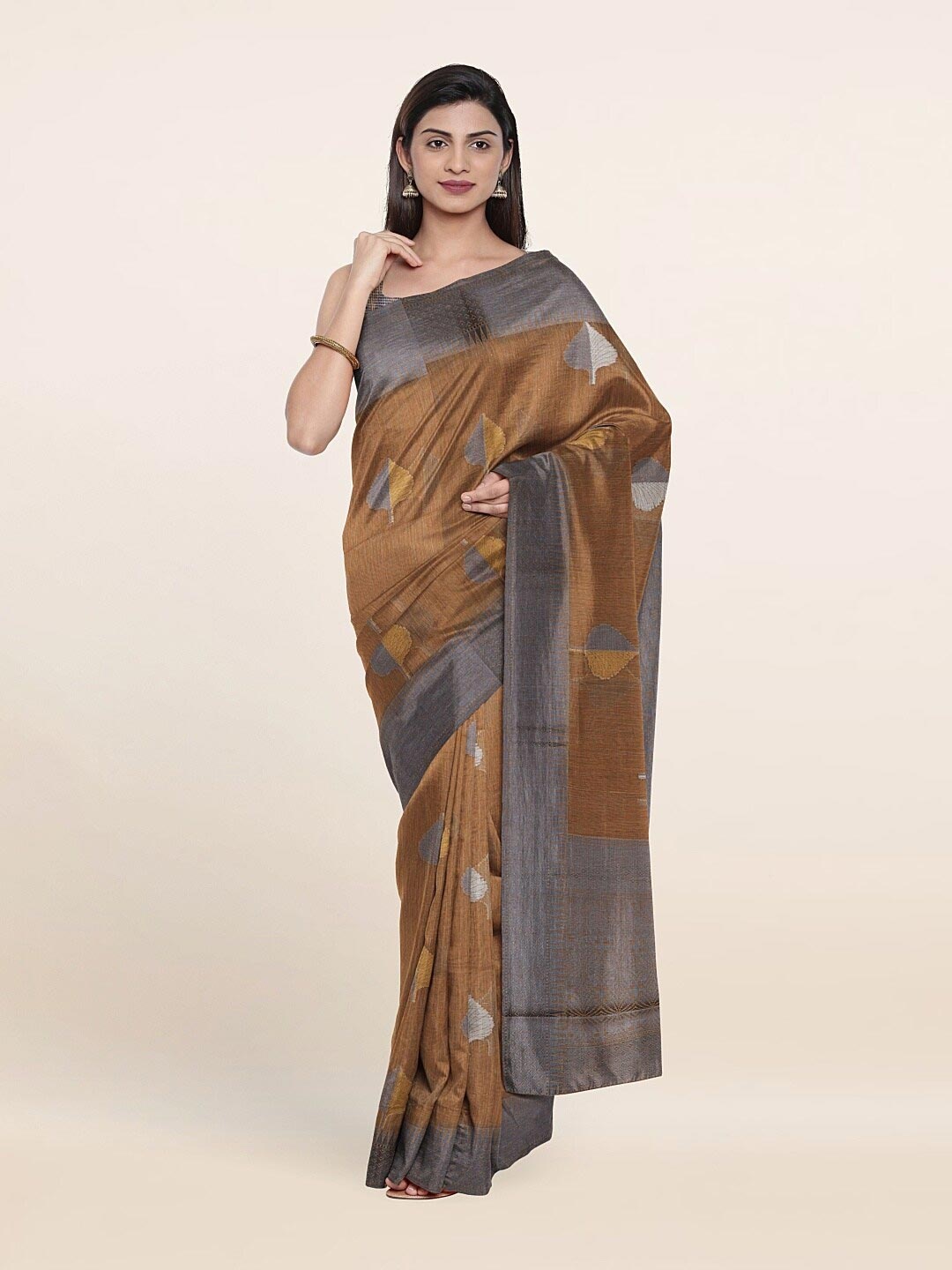 

Pothys Brown & Grey Woven Design Saree