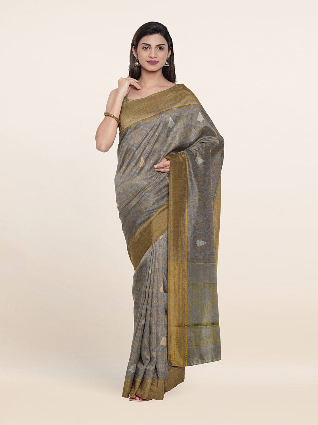 

Pothys Tan & Green Saree