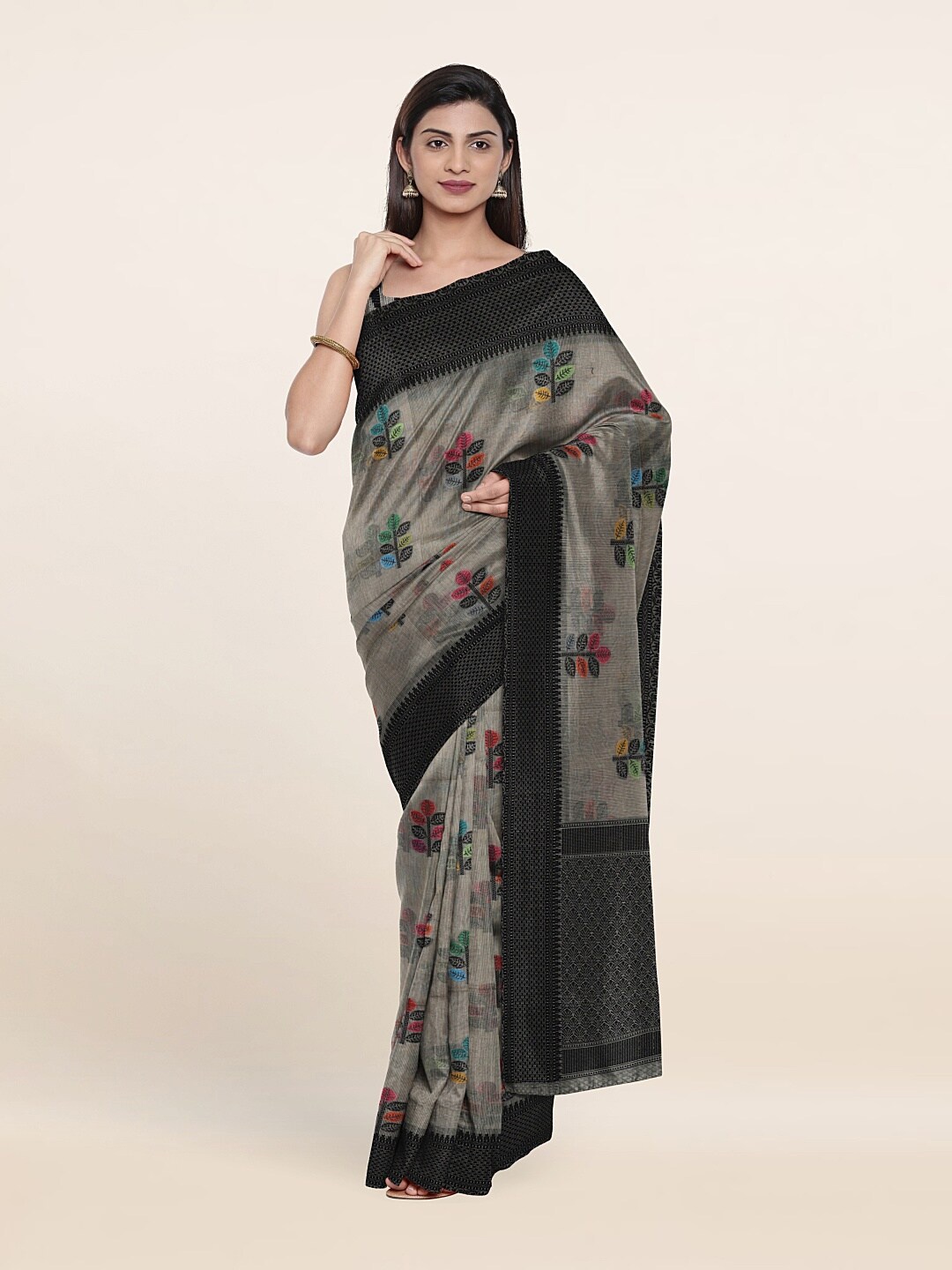 

Pothys Grey & Black Woven Design Saree