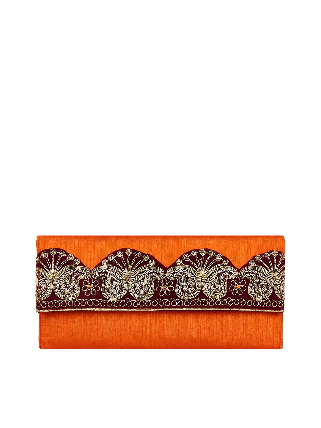 

Anekaant Gild Orange Embroidered Clutch