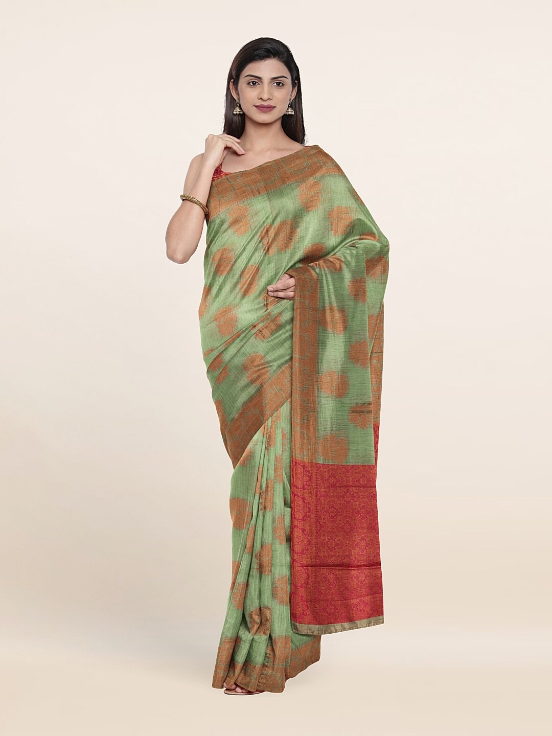 

Pothys Sea Green & Maroon Woven Design Cotton Saree