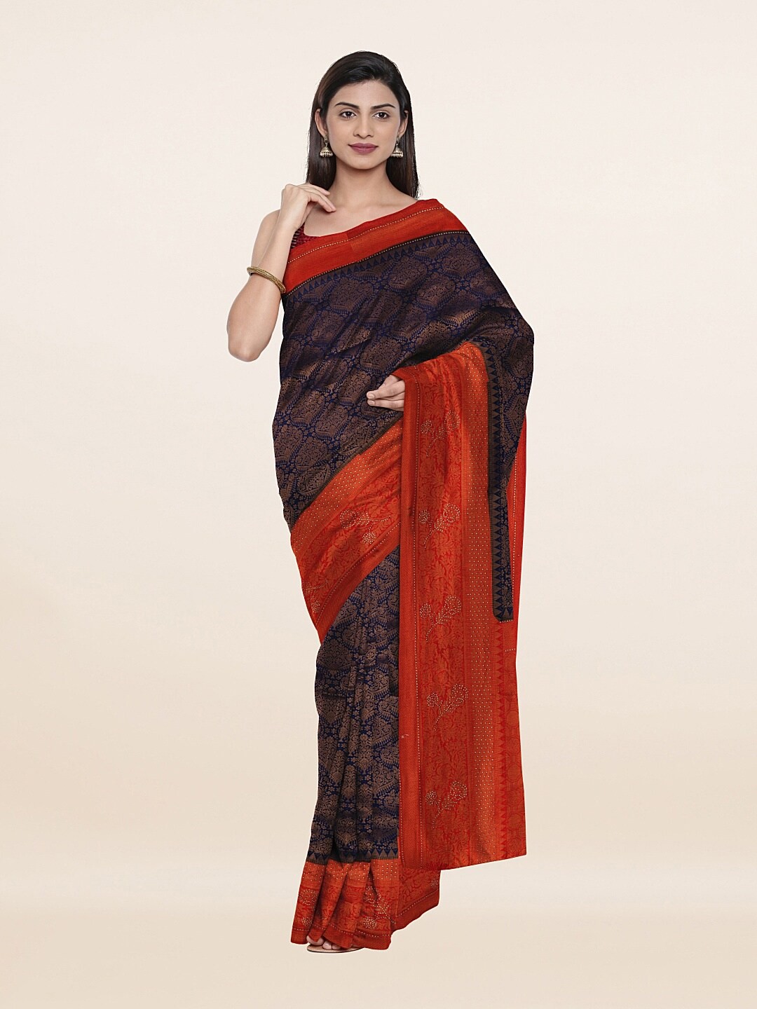

Pothys Blue & Red Woven Design Zari Art Silk Saree