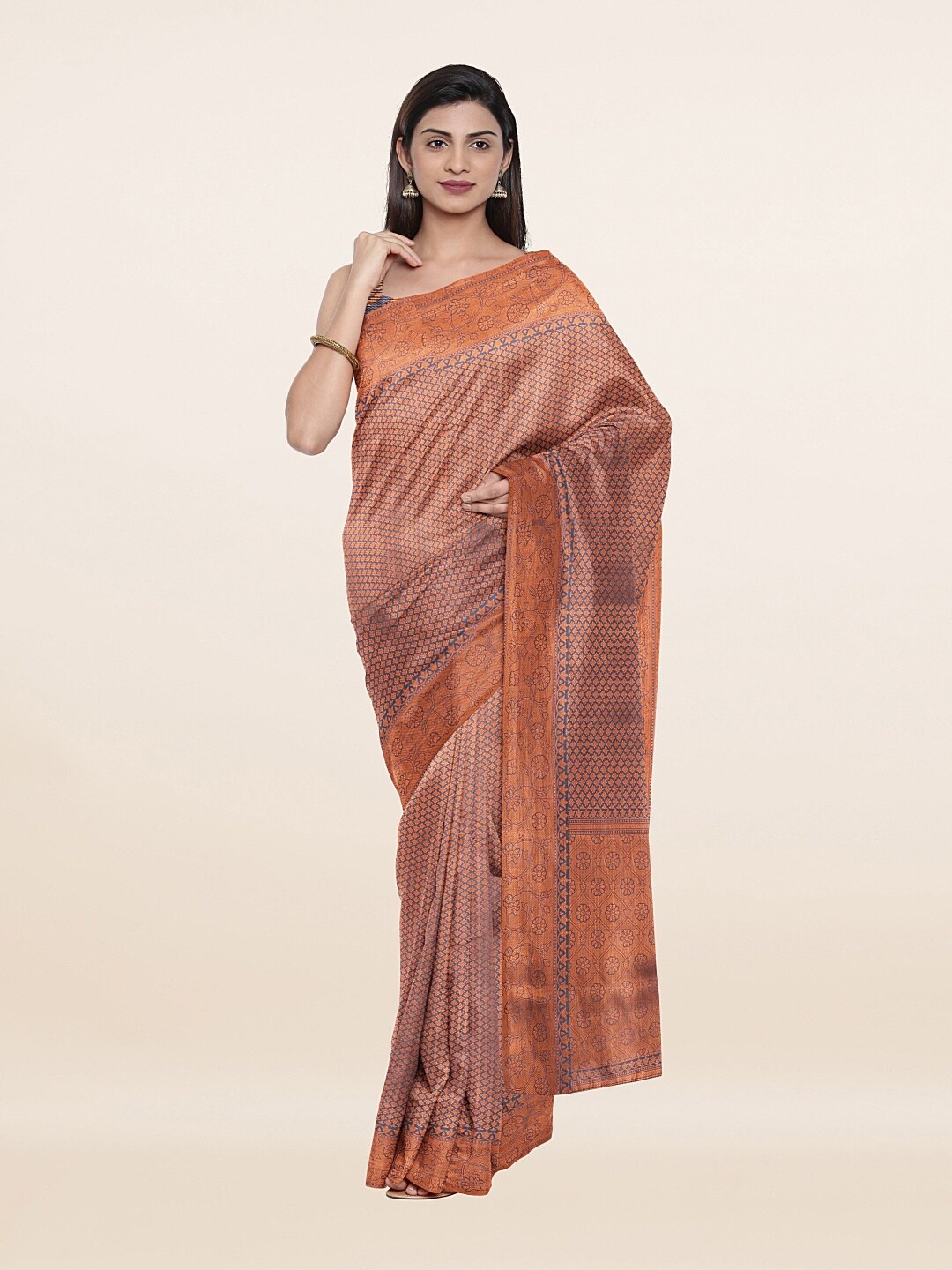 

Pothys Grey & Copper-Toned Woven Design Banarasi Art Silk Saree