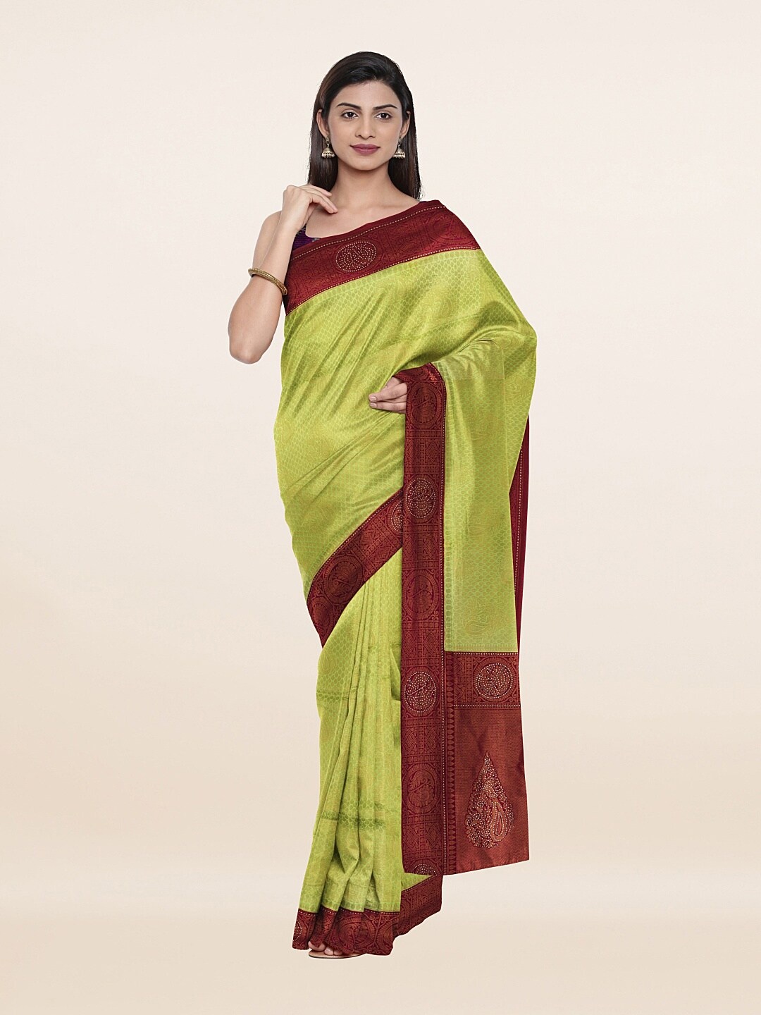 

Pothys Green & Maroon Zari Art Silk Saree