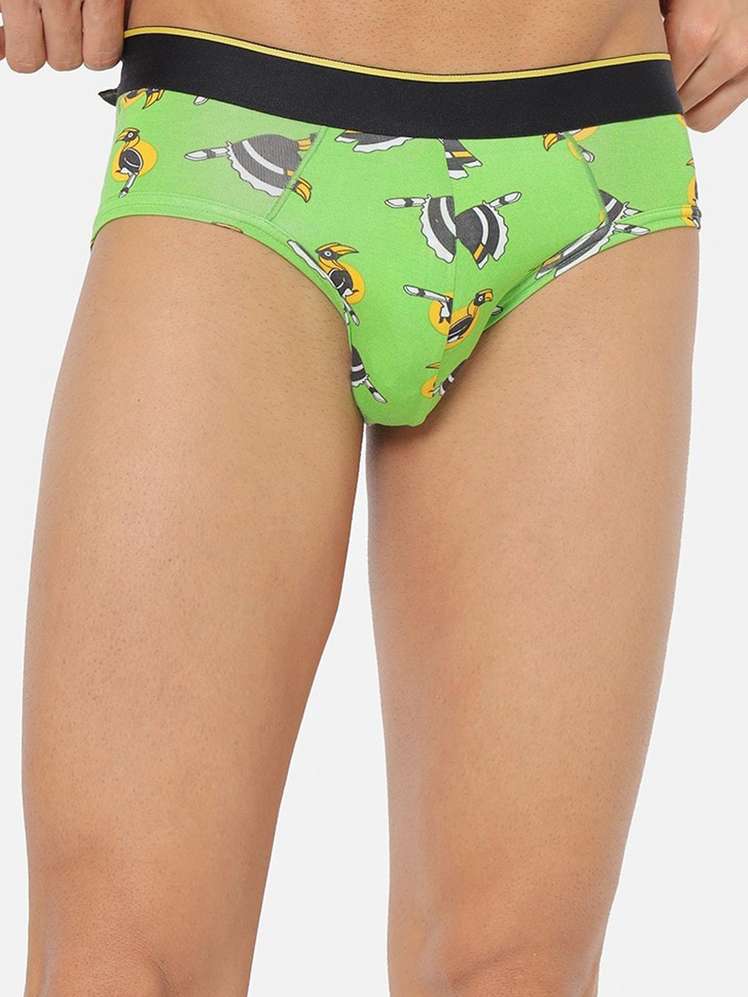 

bummer Men Printed Micro Modal Chill Bill Mid Rise Basic Brief BRCLI01S, Green