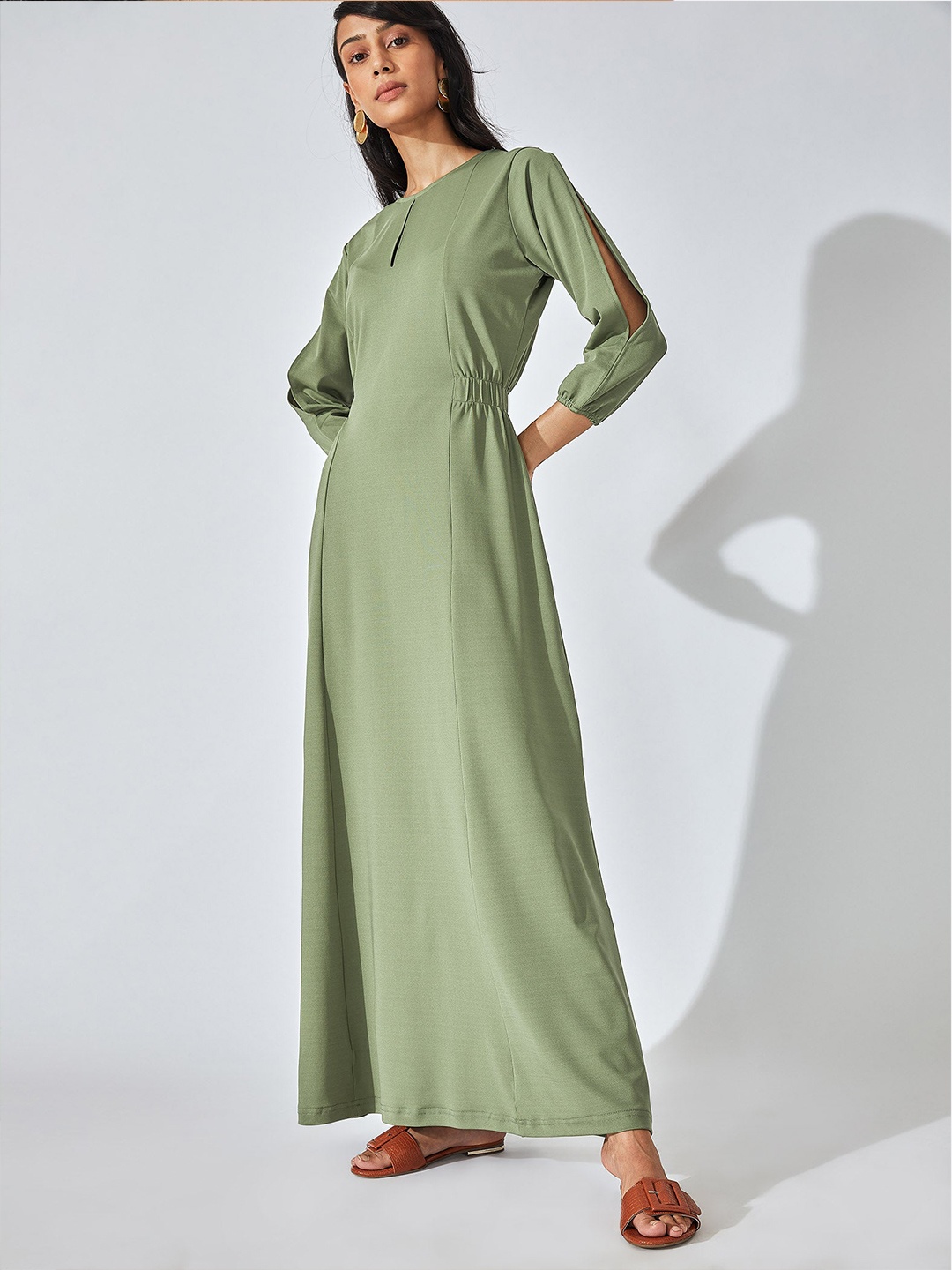 

The Label Life Sage Green Cut-Out Maxi Dress