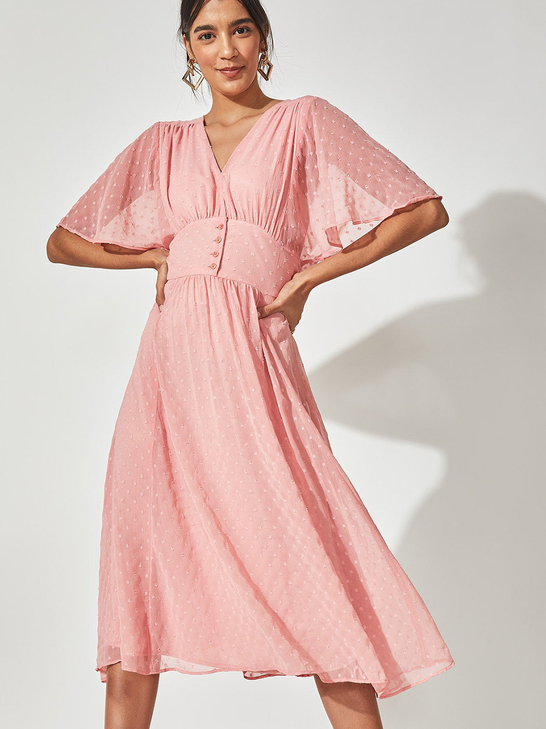 

The Label Life Pink Blush Gathered Midi Dress