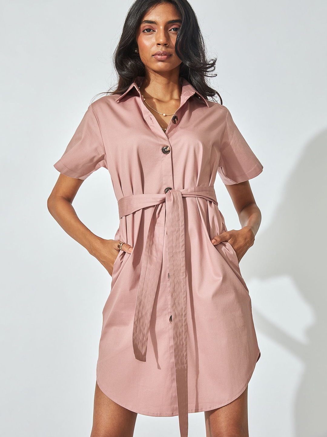 

The Label Life Pink Cotton Shirt Dress