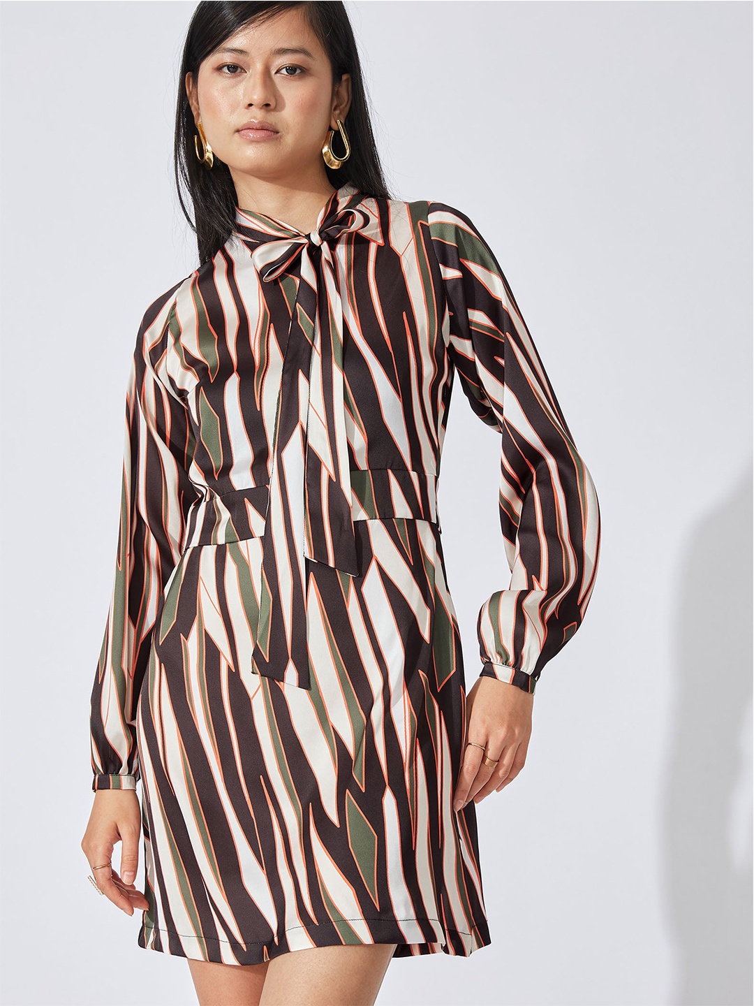 

The Label Life Black Abstract Print Satin Dress