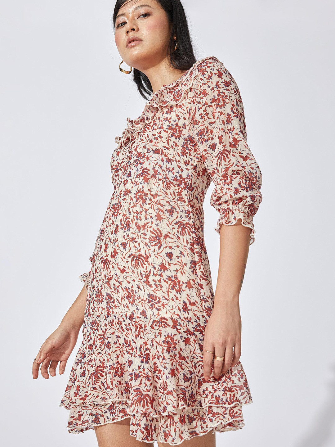 

The Label Life Ruby Red Floral Ruffle Dress, White