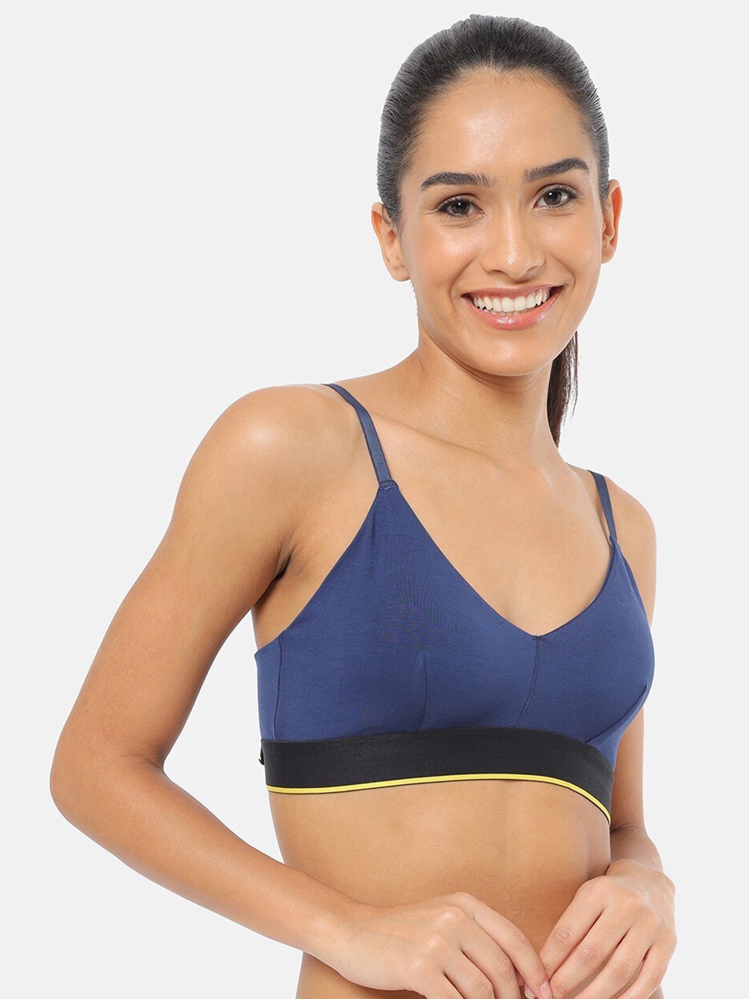 

bummer Solid Micro Modal Galactic Bralette Bra, Navy blue