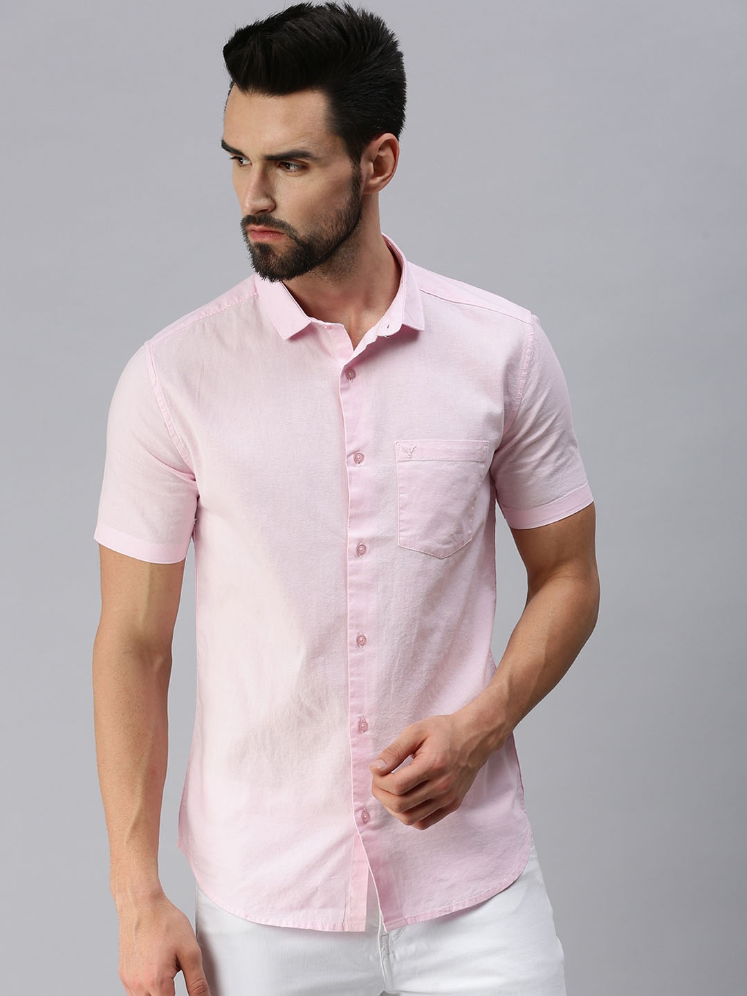

SHOWOFF Men Pink Comfort Slim Fit Casual Shirt