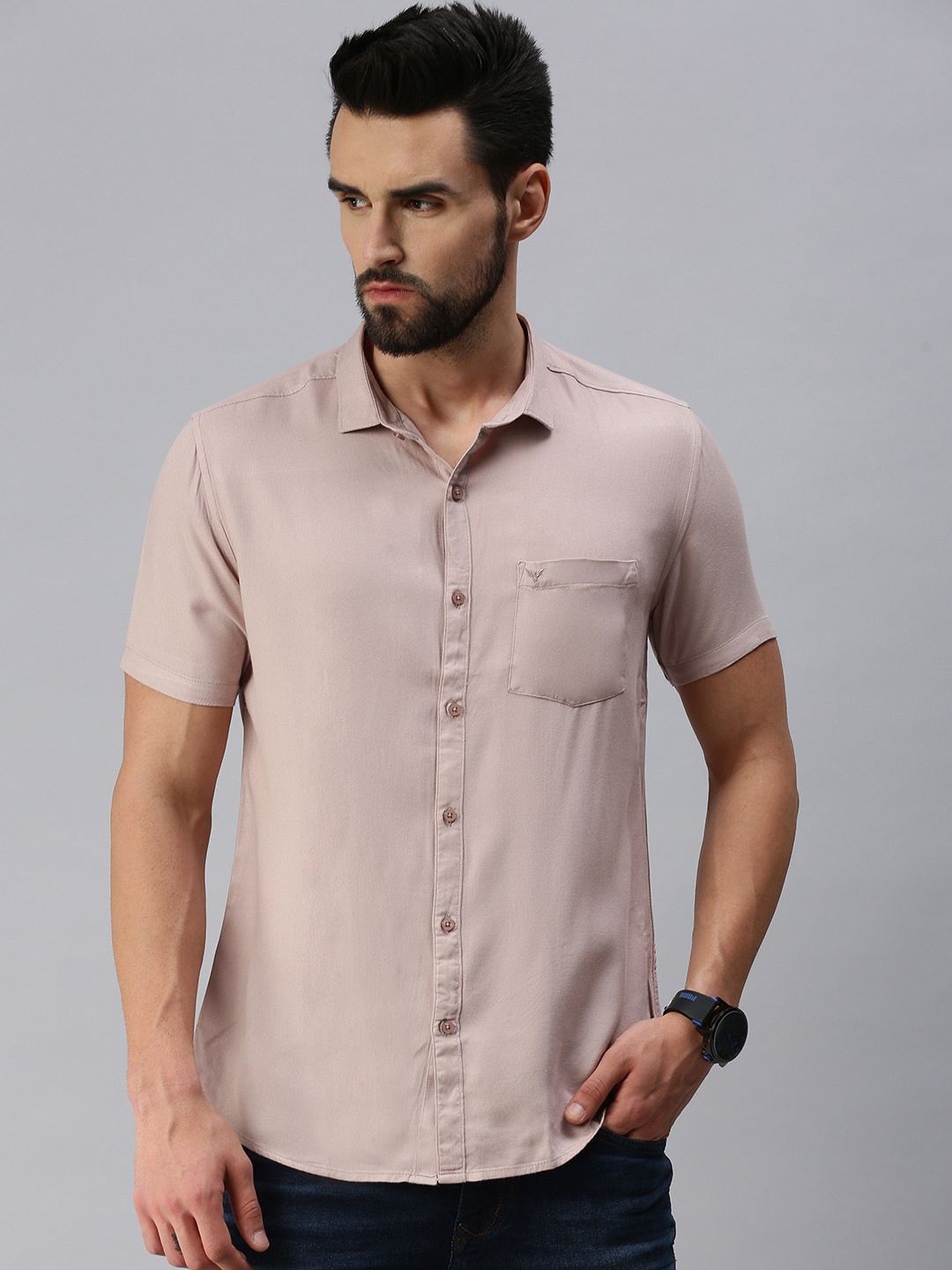 

SHOWOFF Men Beige Comfort Slim Fit Casual Shirt