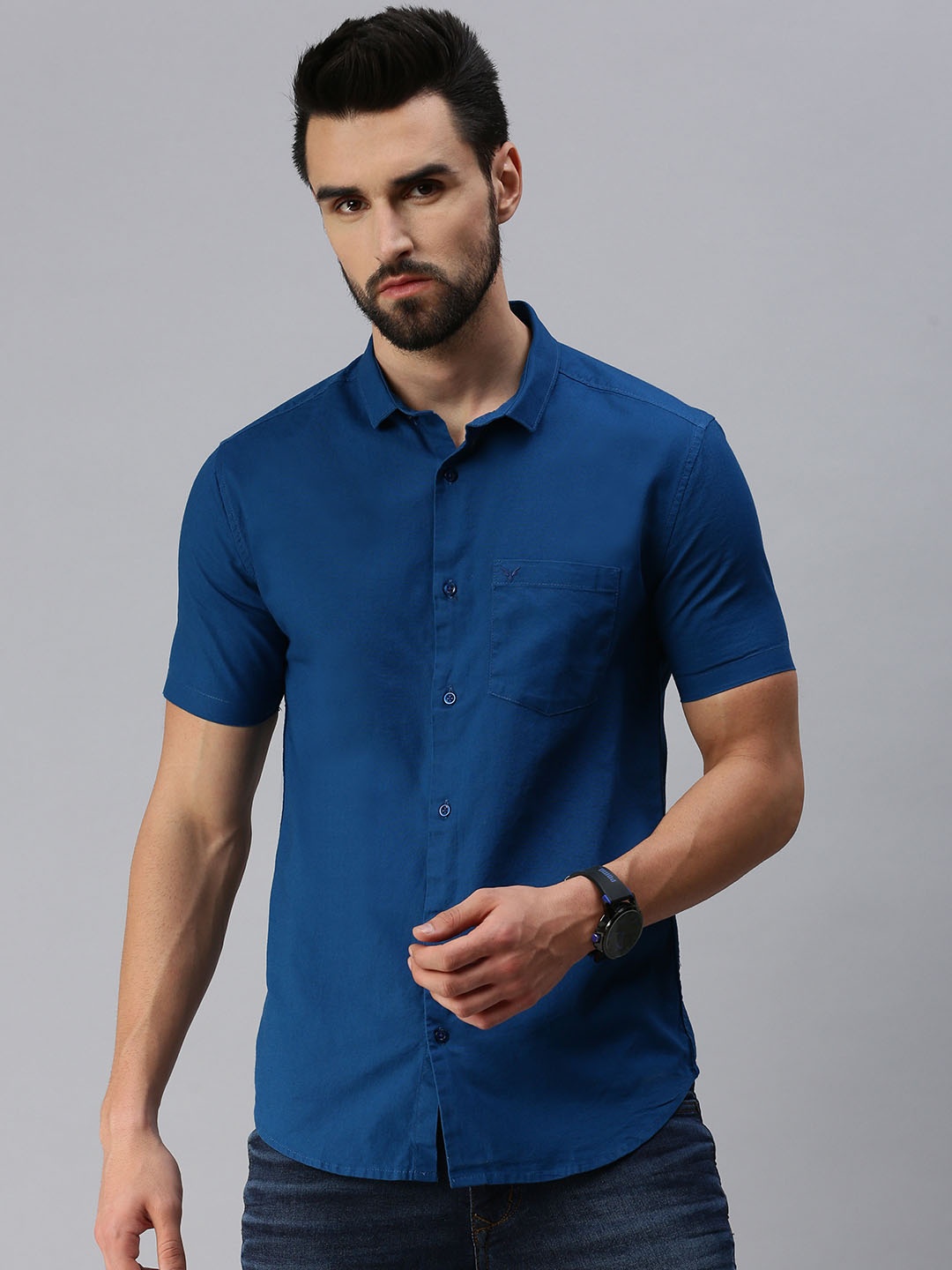 

SHOWOFF Men Blue Comfort Slim Fit Casual Shirt
