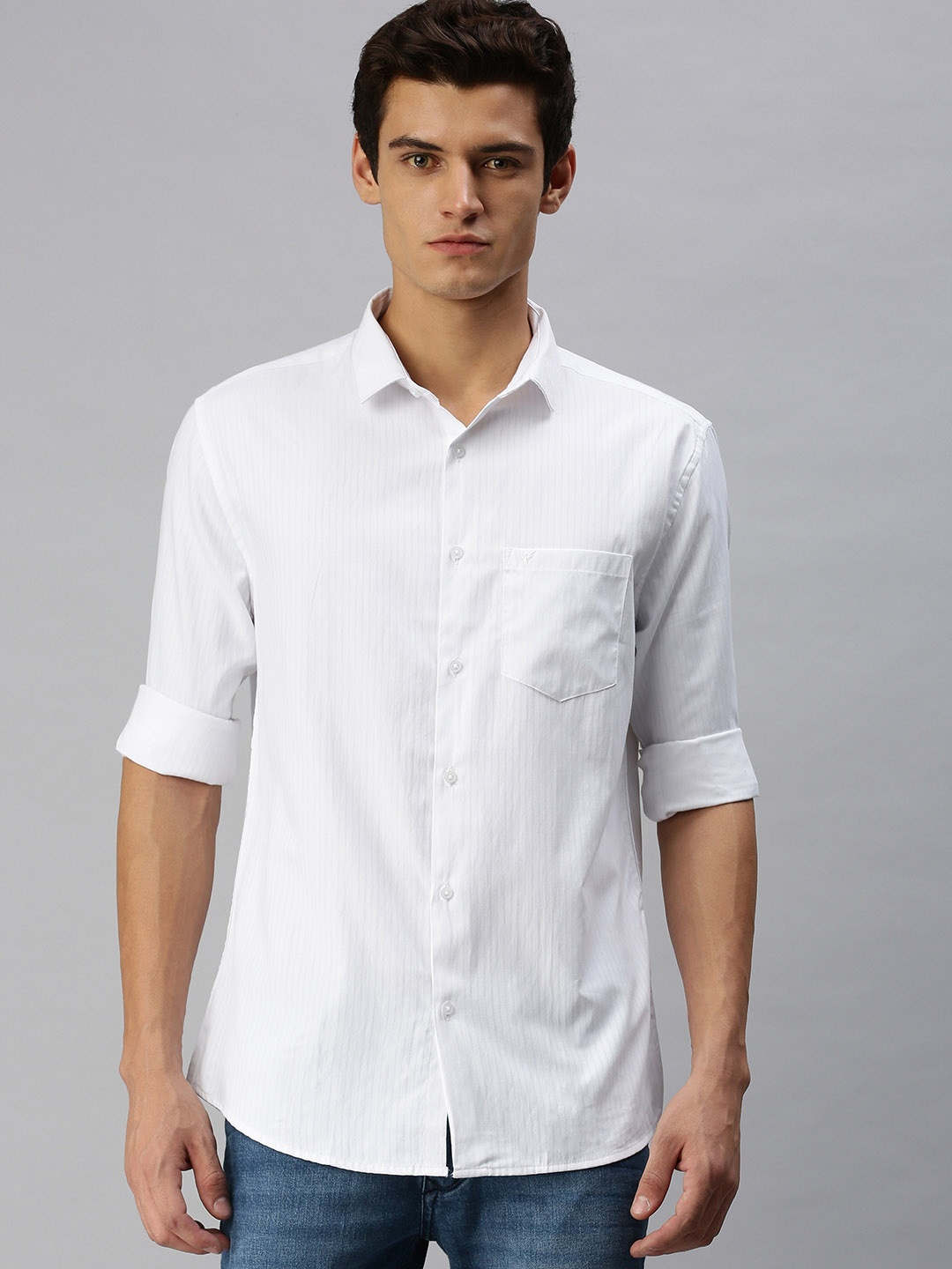 

SHOWOFF Men White Comfort Slim Fit Casual Shirt