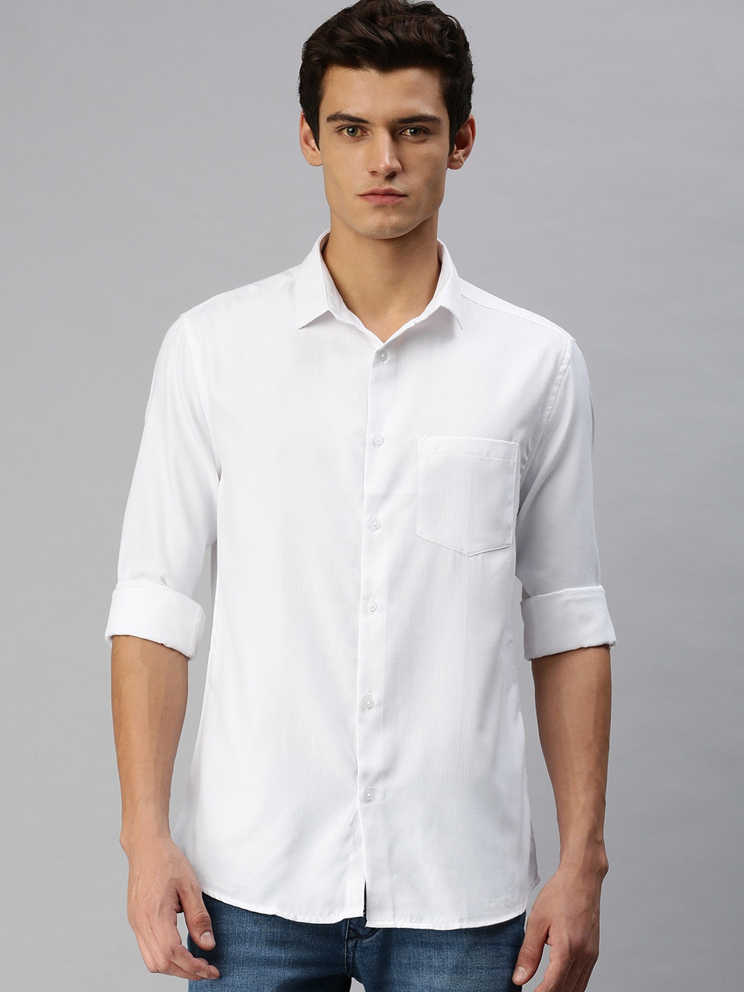 

SHOWOFF Men White Comfort Slim Fit Casual Shirt