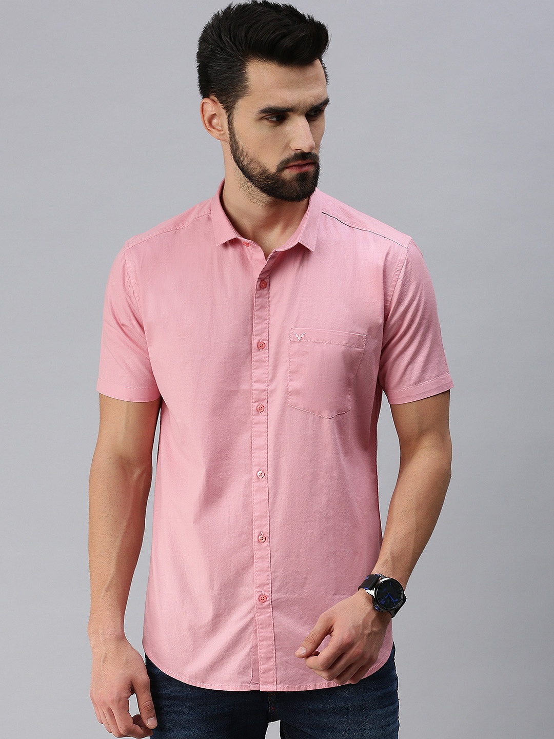 

SHOWOFF Men Pink Comfort Slim Fit Casual Shirt