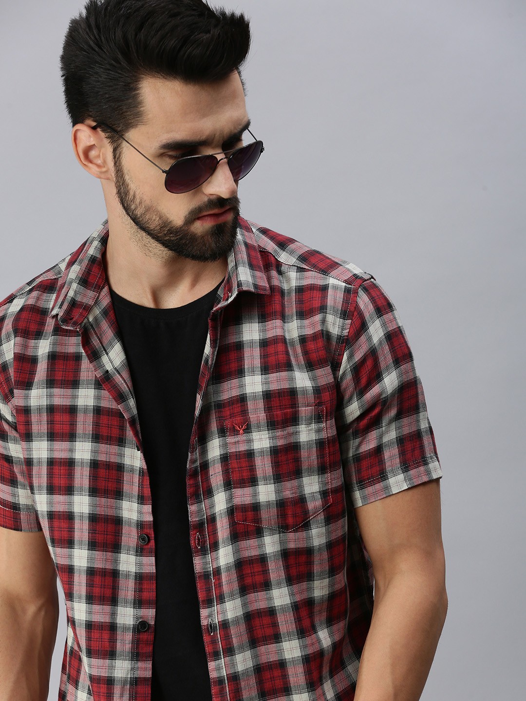 

SHOWOFF Men Red Premium Slim Fit Tartan Checks Checked Casual Shirt