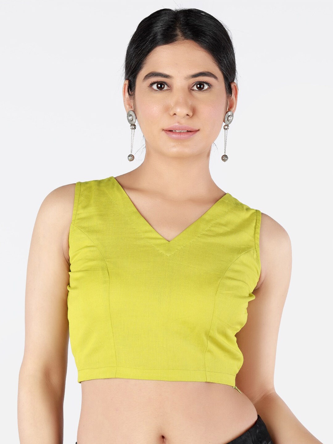 

Llajja Women Lime Green Solid Readymade Saree Blouse