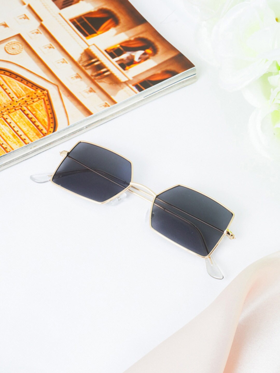 

Ferosh Unisex Grey Lens & Gold Rectangle Sunglasses