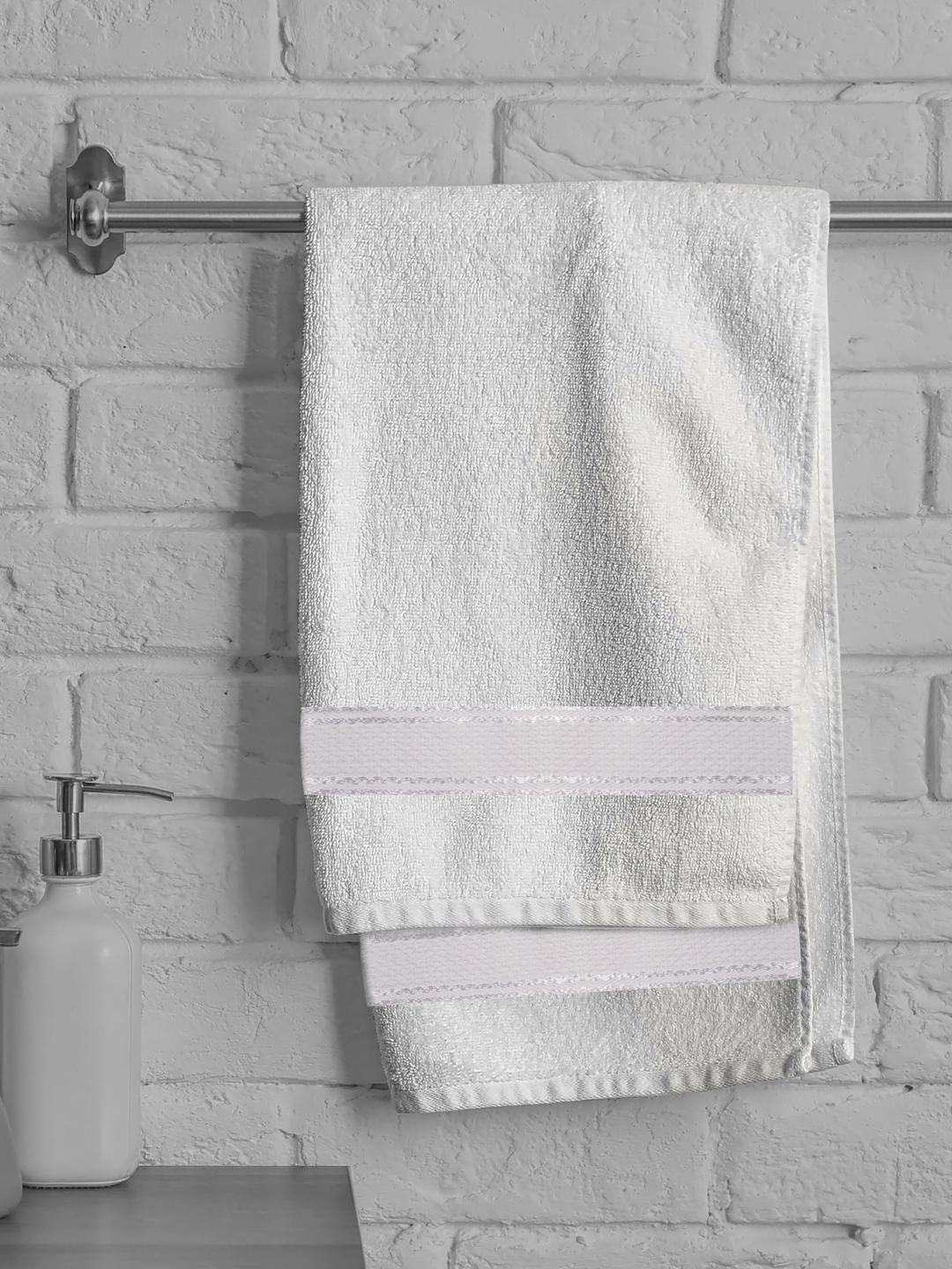 

Athome by Nilkamal Set Of 4 White Solid 370 GSM Pure Cotton Hand Towels
