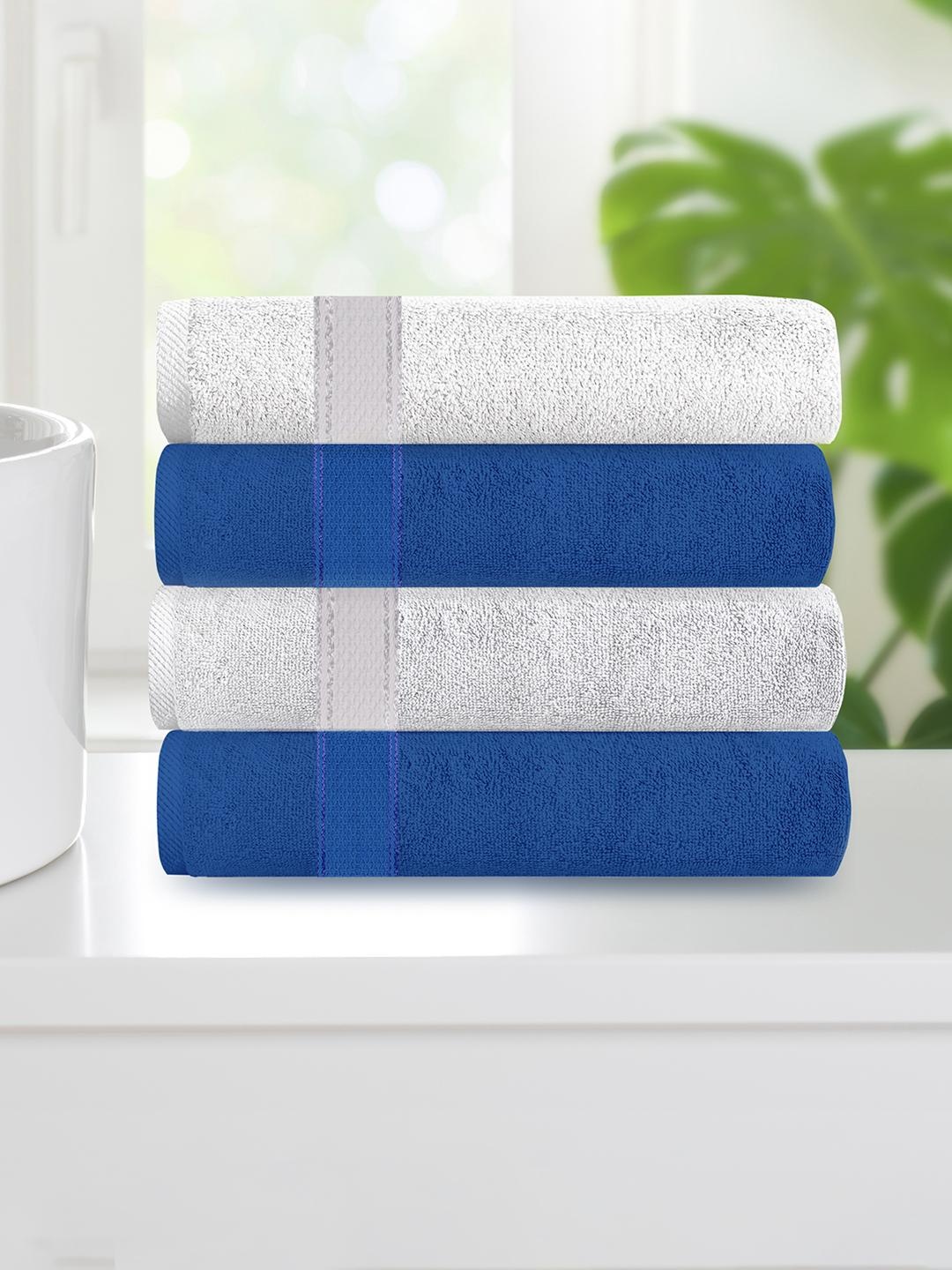 

Athome by Nilkamal Set Of 4 Solid 370 GSM Pure Cotton Hand Towels, Multi
