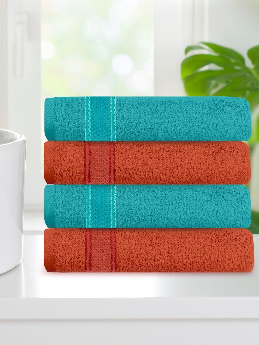 

Athome by Nilkamal Unisex Set of 4 Solid Cotton 370 GSM Hand Towels, Rust