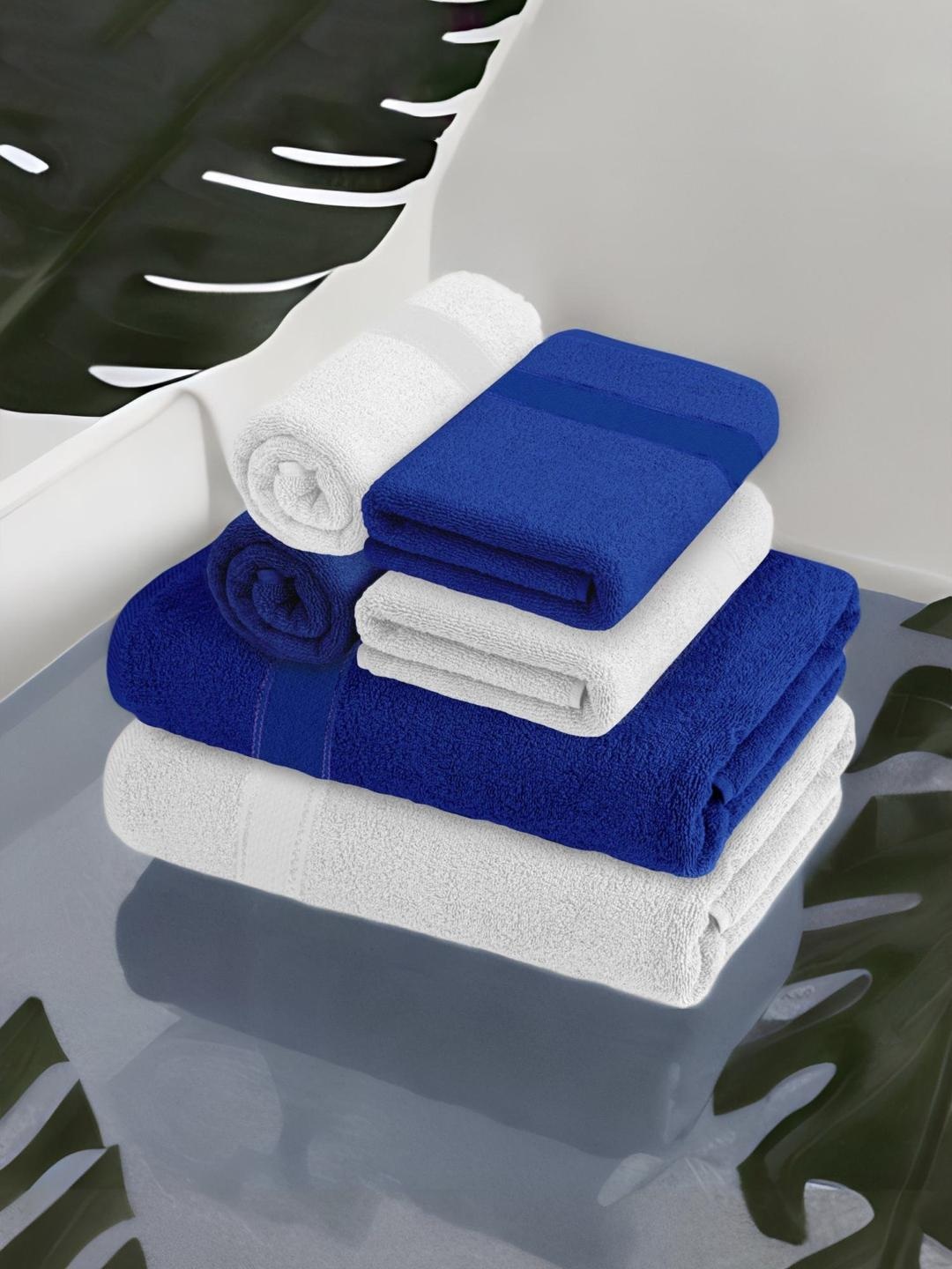 

Athome by Nilkamal Set of 6 Cotton 370 GSM Towel Set, Blue