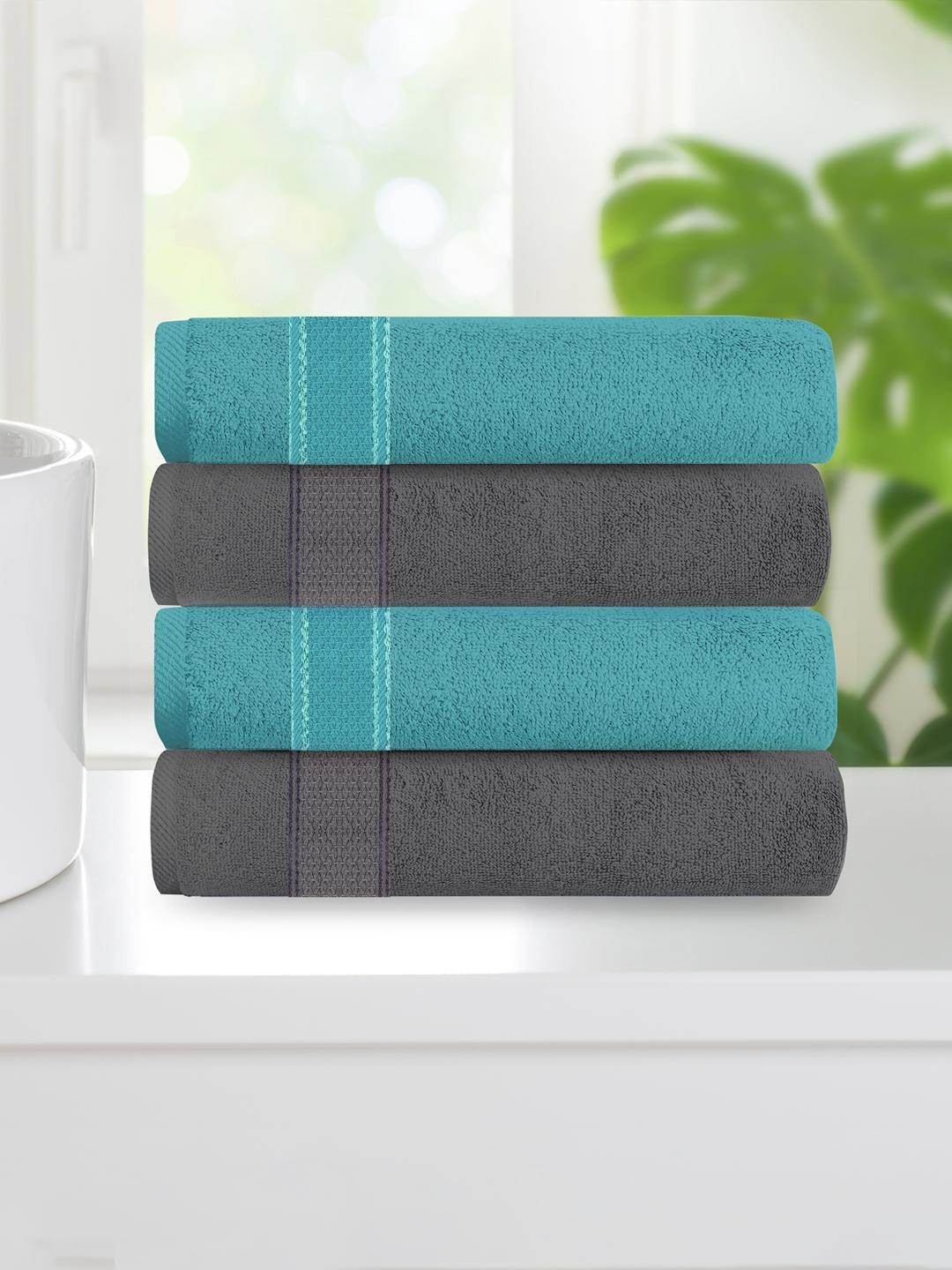 

Athome by Nilkamal Set Of 4 Solid 370 GSM Pure Cotton Hand Towels, Multi