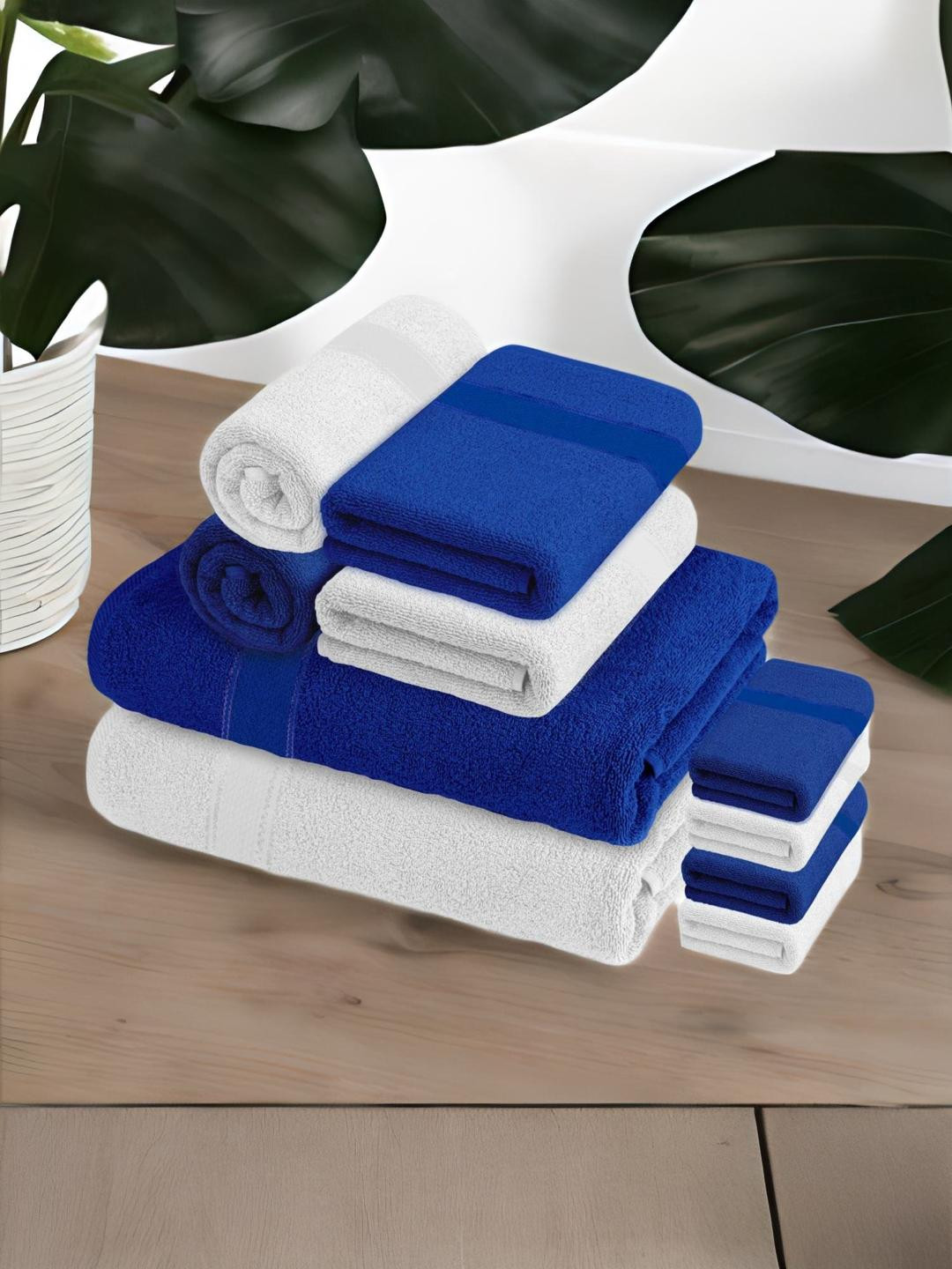 

Athome by Nilkamal White & Blue 370 GSM Towel Set