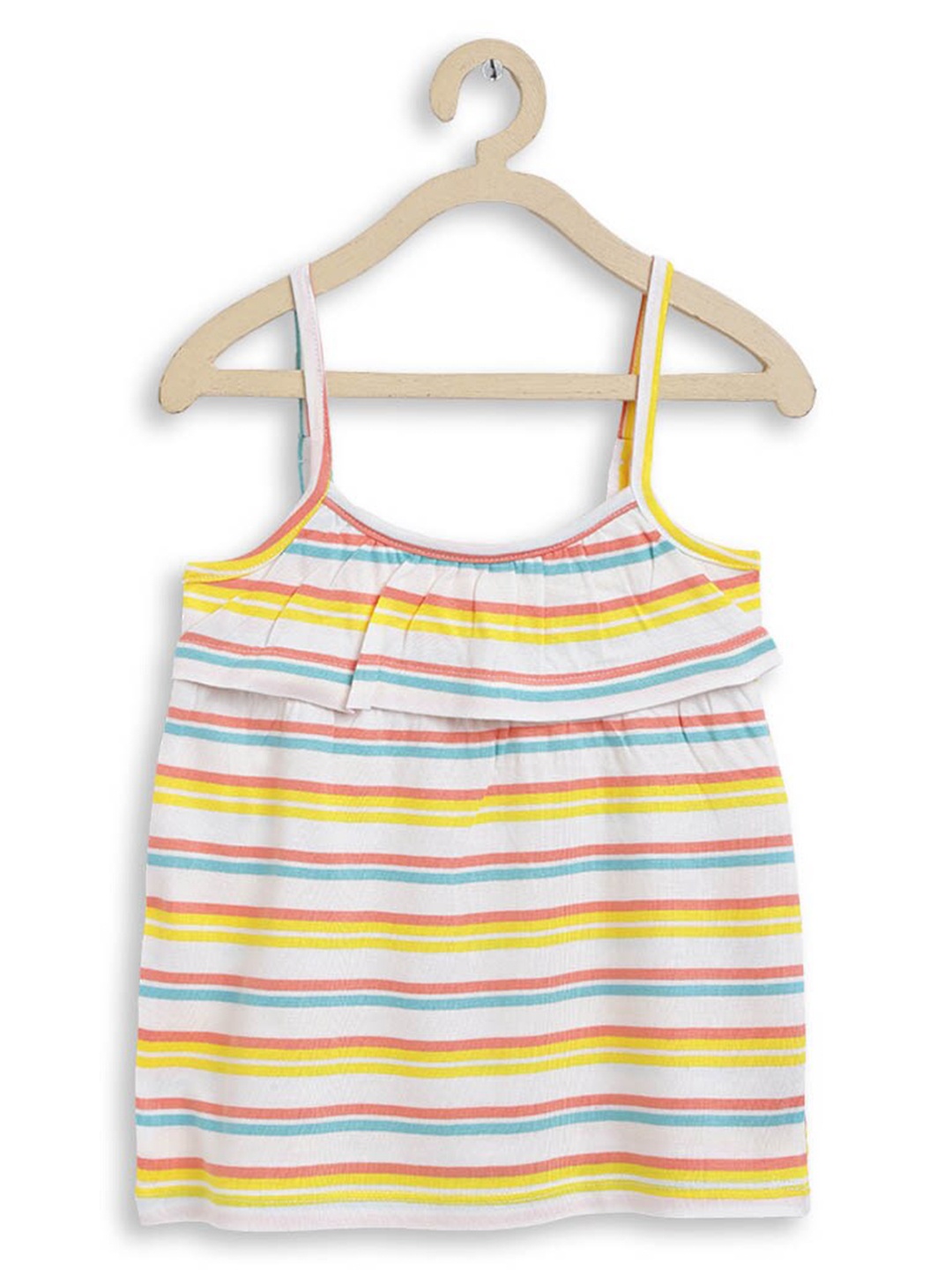 

SuperBottoms Girls White & Yellow Striped Sustainable Tank Top