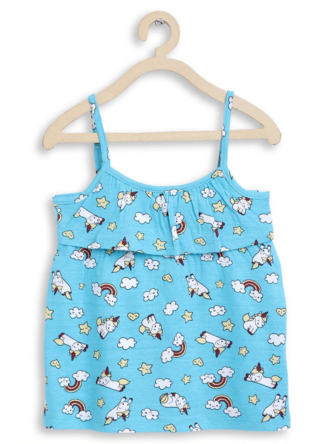 

SuperBottoms Girls Blue & White Printed Sustainable Top