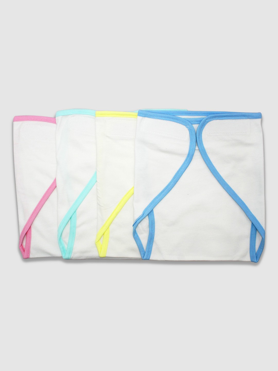

Born Babies Kids Pack Of 4 Quick Reusable Baby Washable Cloth Velcro Nappy, Multi