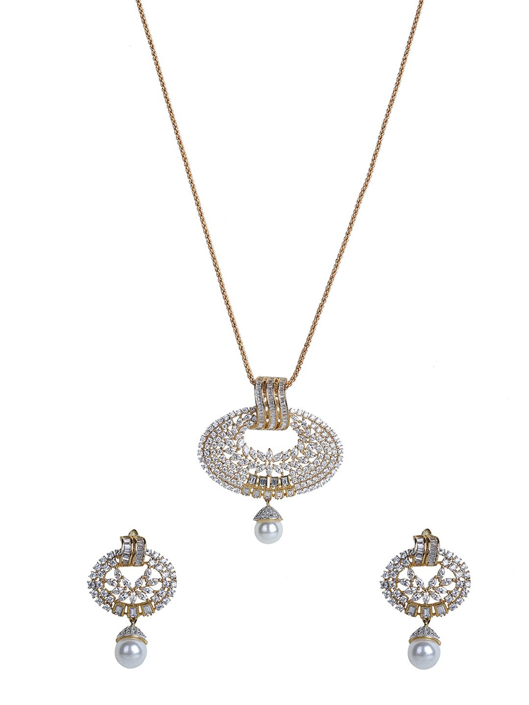 

Runjhun Gold-Plated Silver Kundan Studded Jewellery Set