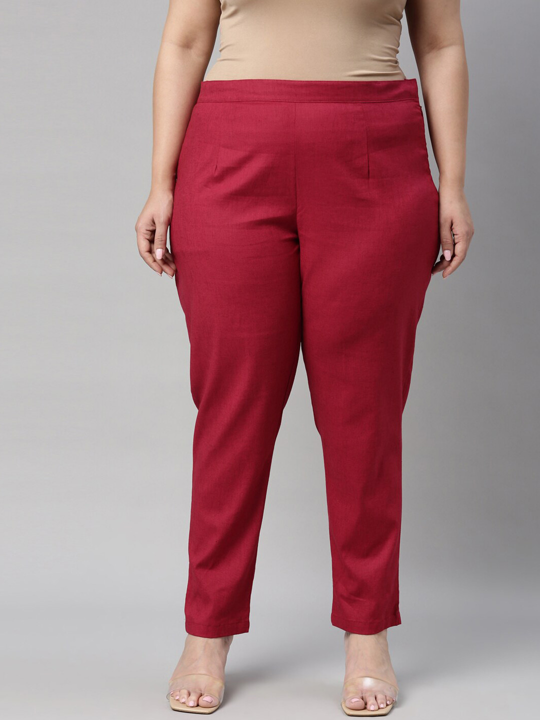 

Go Colors Women Maroon Straight Fit Chinos Trousers