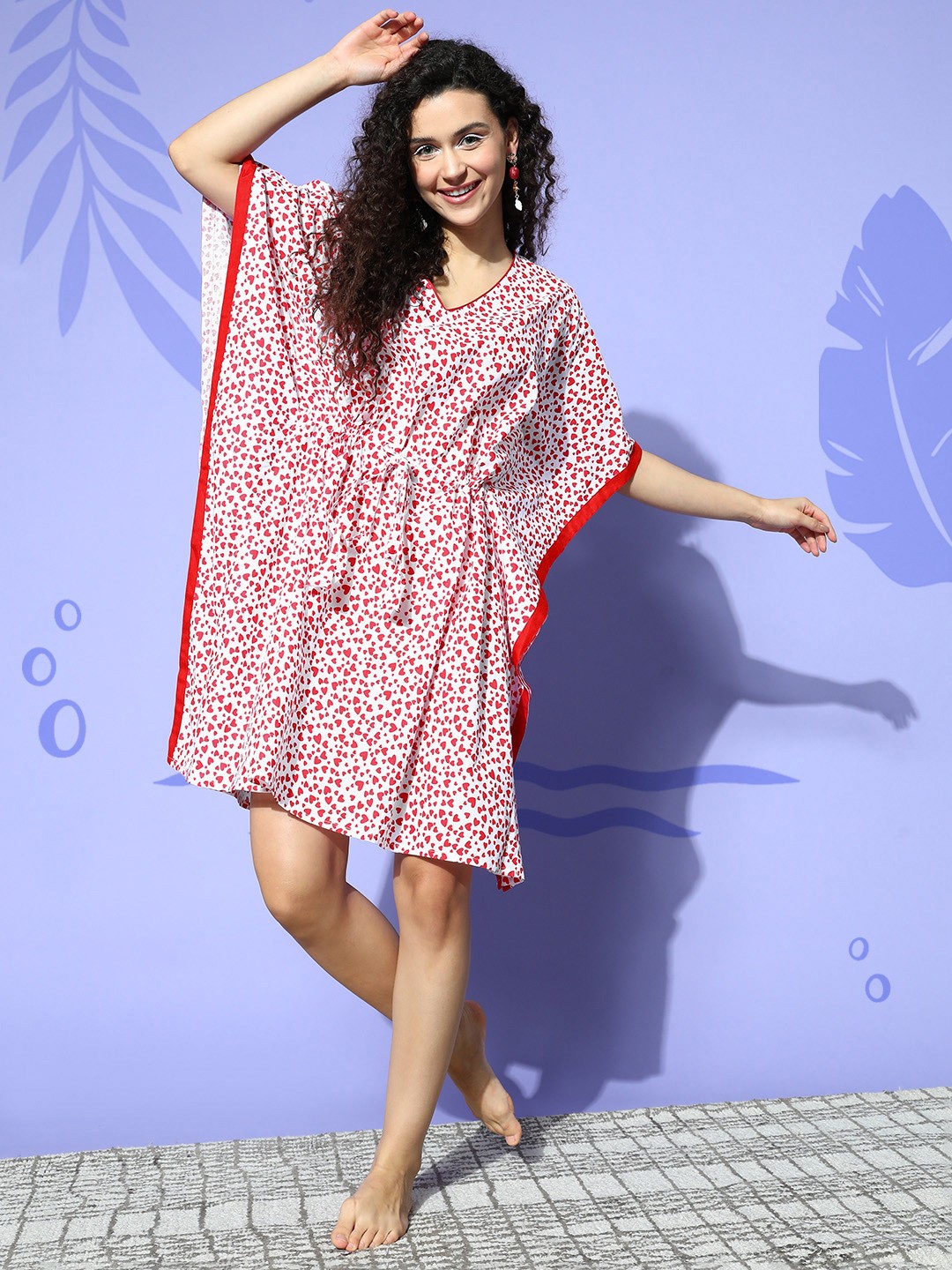 

Vemante White New Age Kaftans Conversational Adjustable Waistline Nightdress