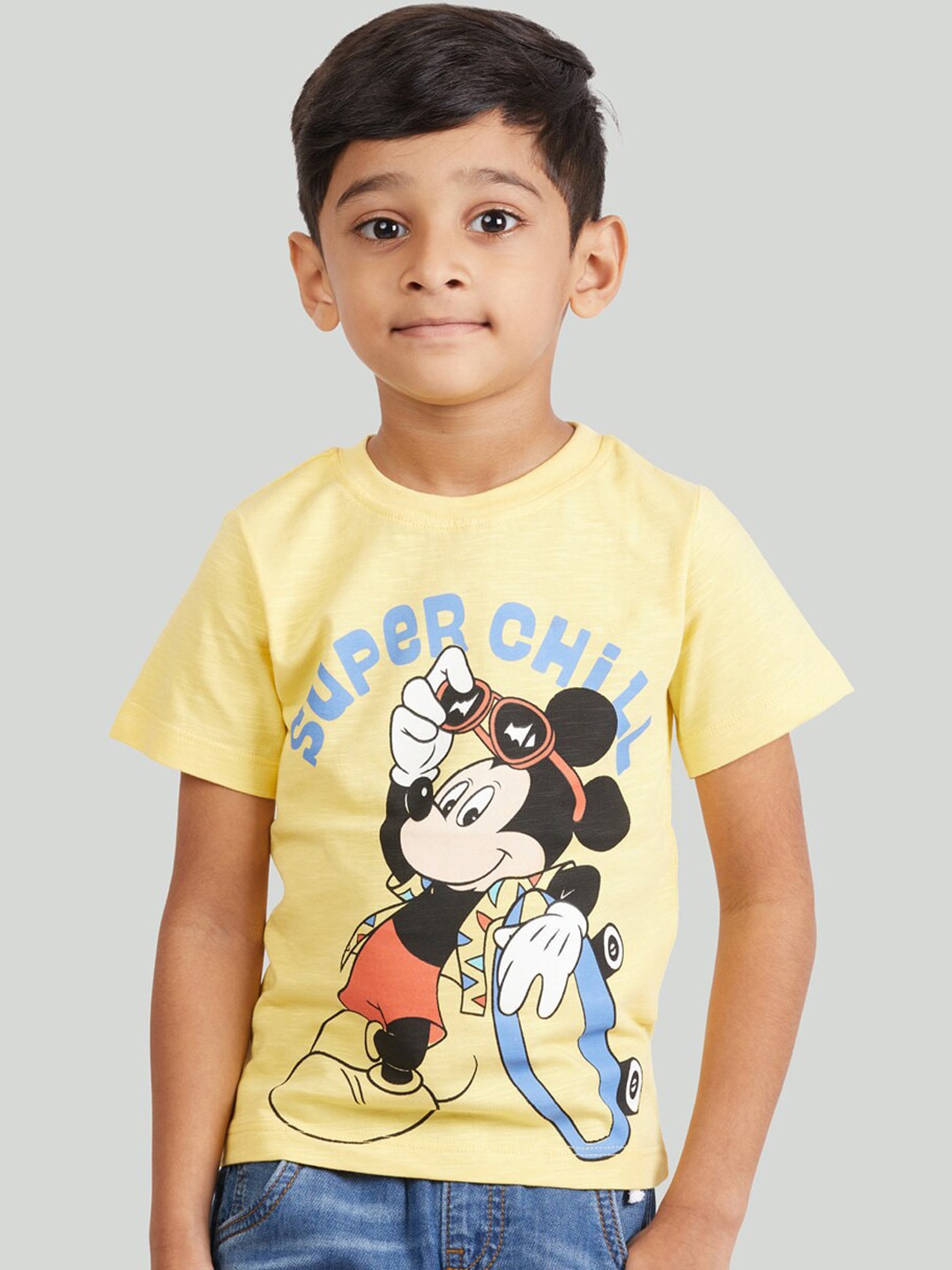 

Zalio Boys Yellow Mickey Mouse Printed T-shirt