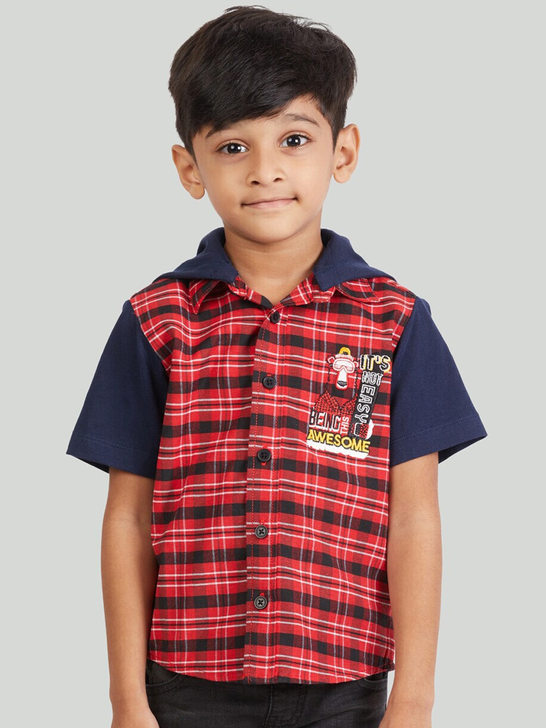 

Zalio Boys Red Comfort Checked Casual Shirt