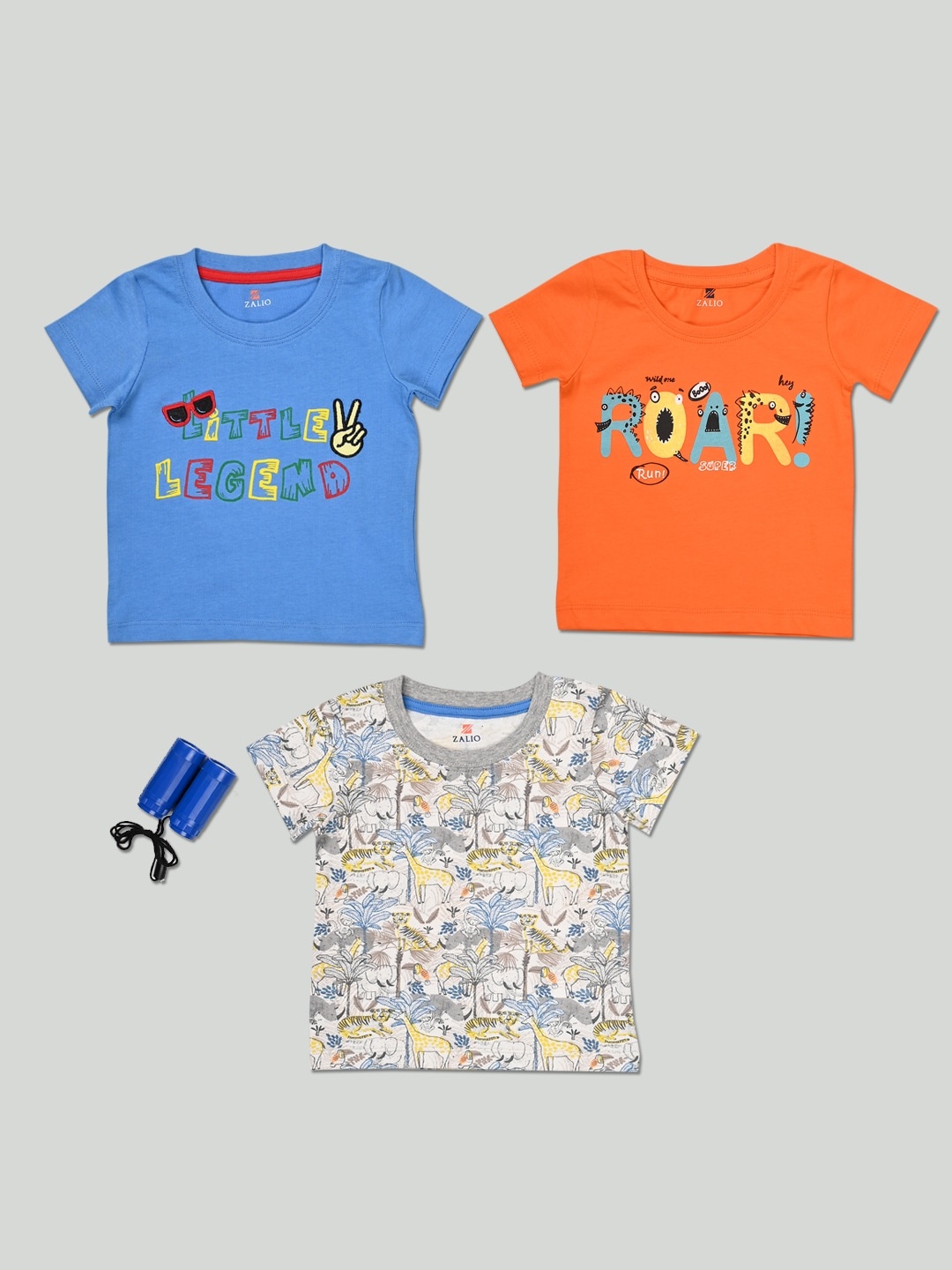 

Zalio Boys Multicoloured Typography 3 Printed Applique T-shirt, Multi