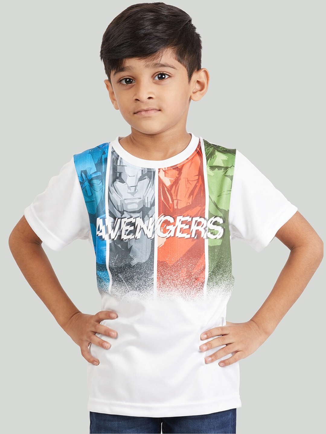 

Zalio Boys White Avengers Printed T-shirt